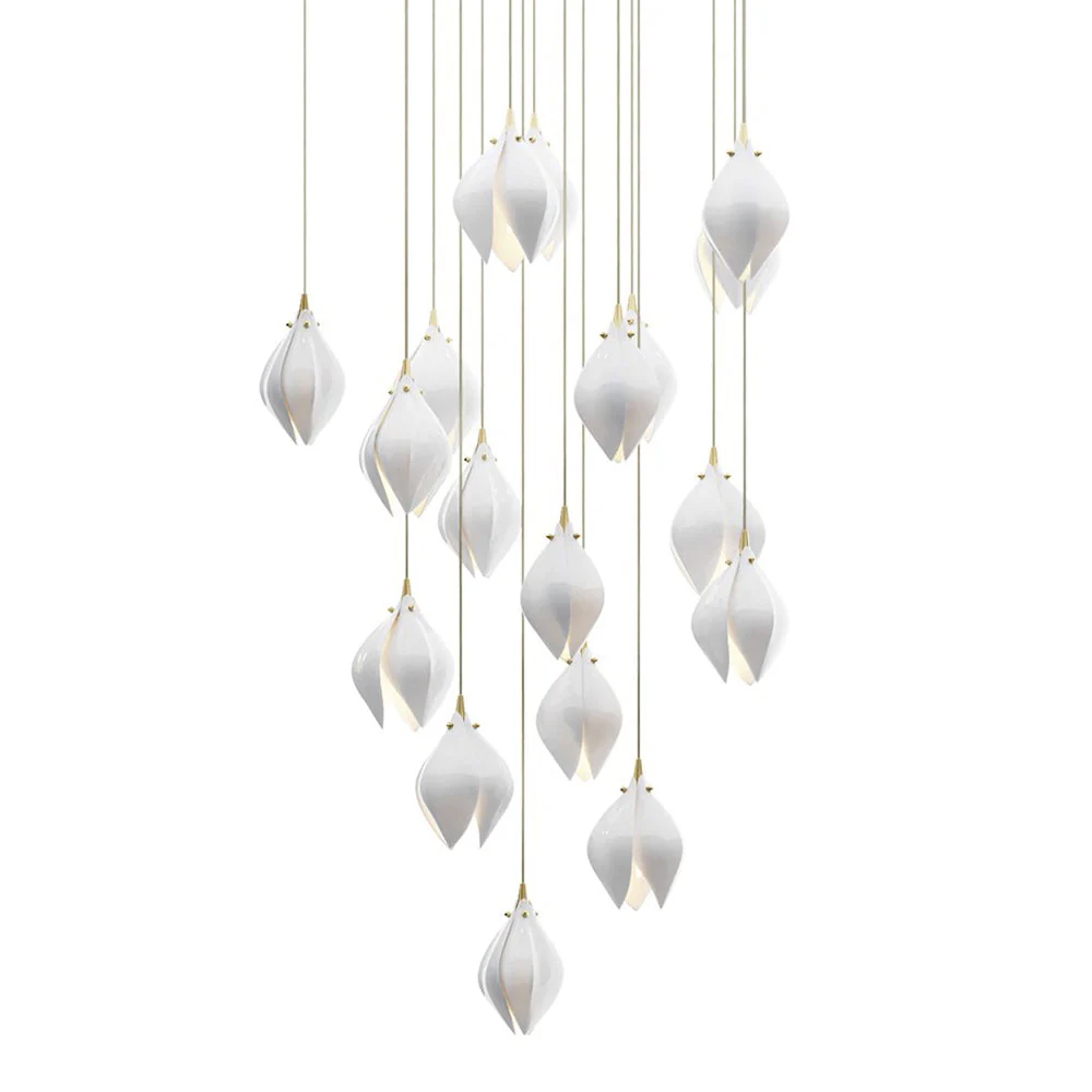Lustra Pendant Lamp White Floral Ceramic - Image 15