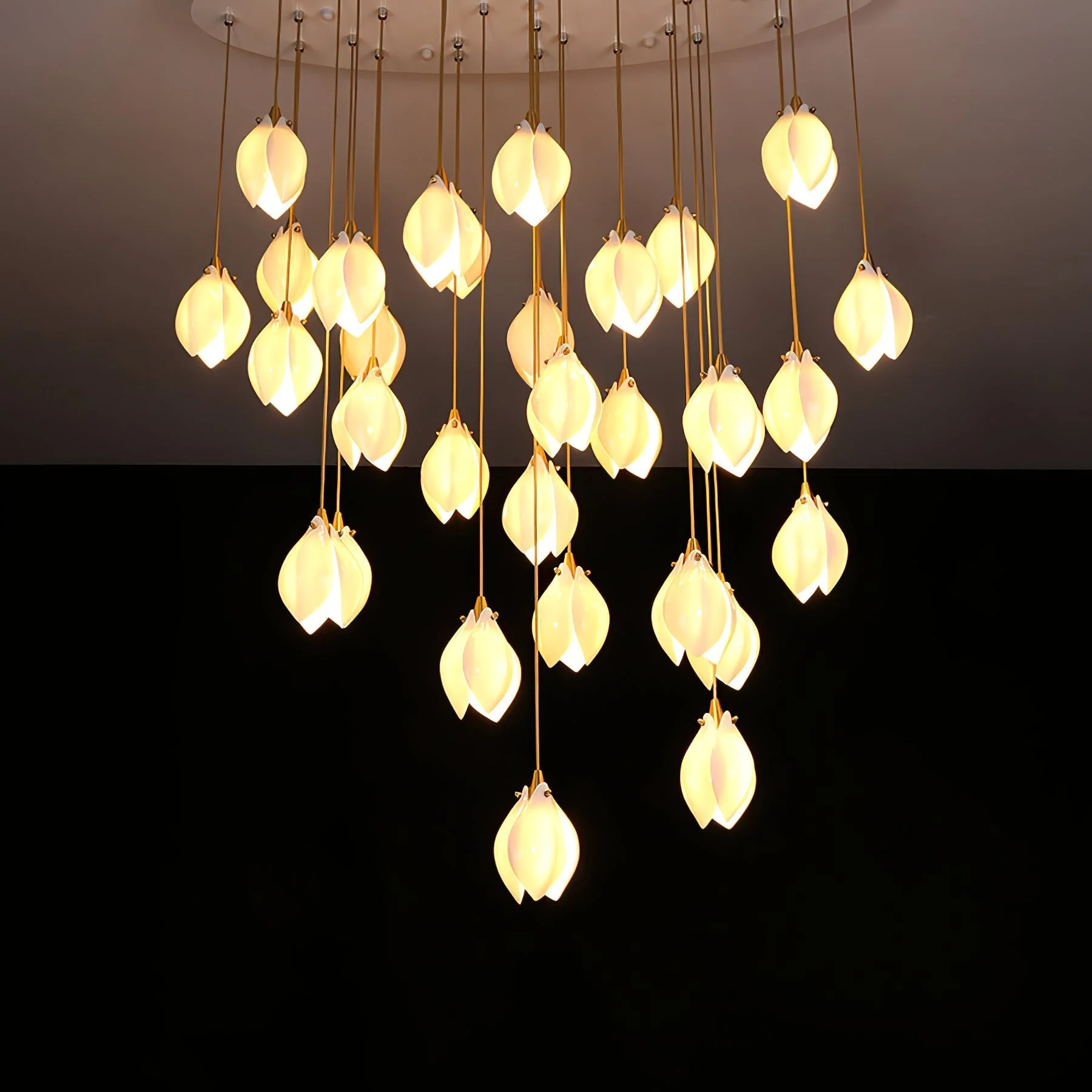 Lustra Pendant Lamp White Floral Ceramic - Image 2