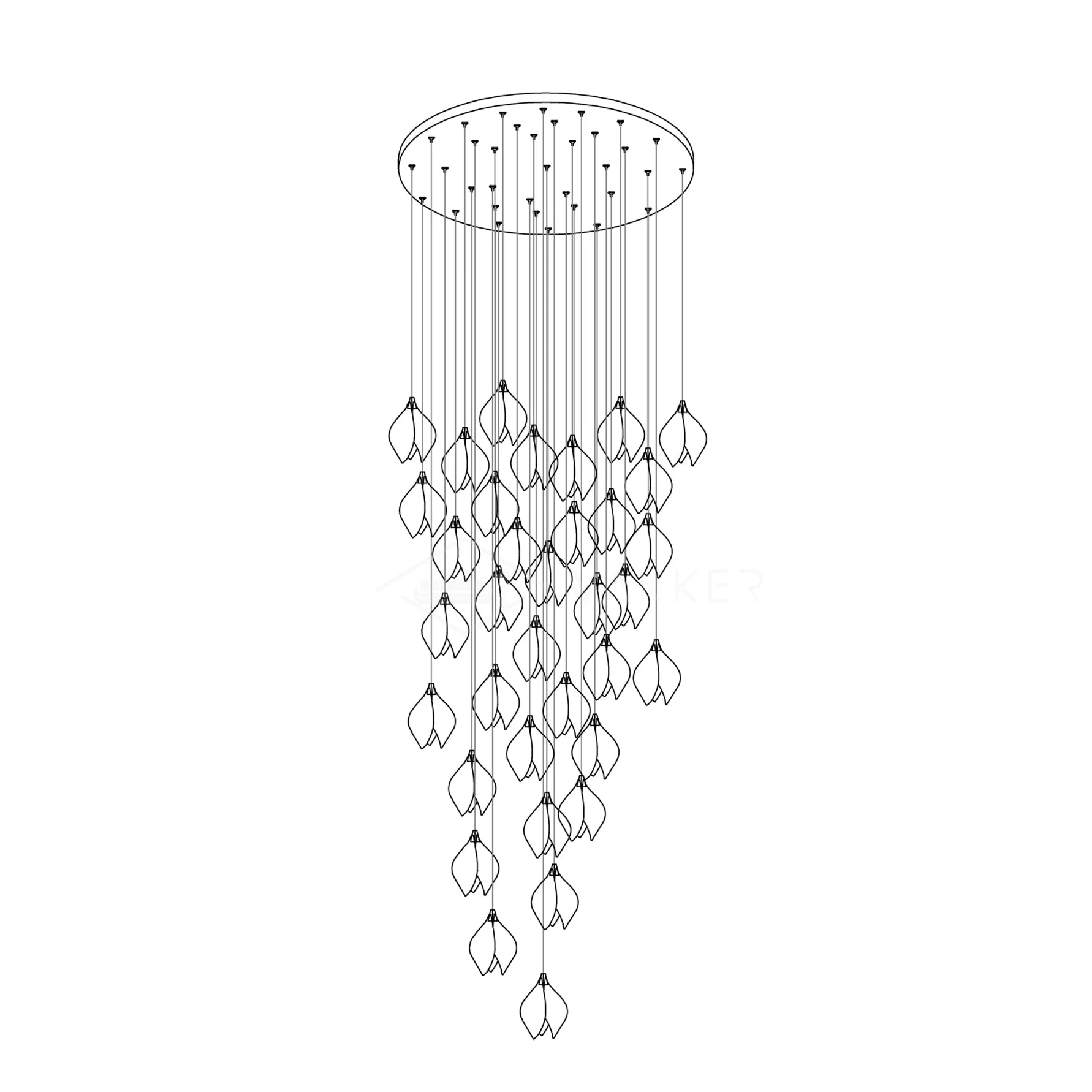Lustra Pendant Lamp White Floral Ceramic - Image 20
