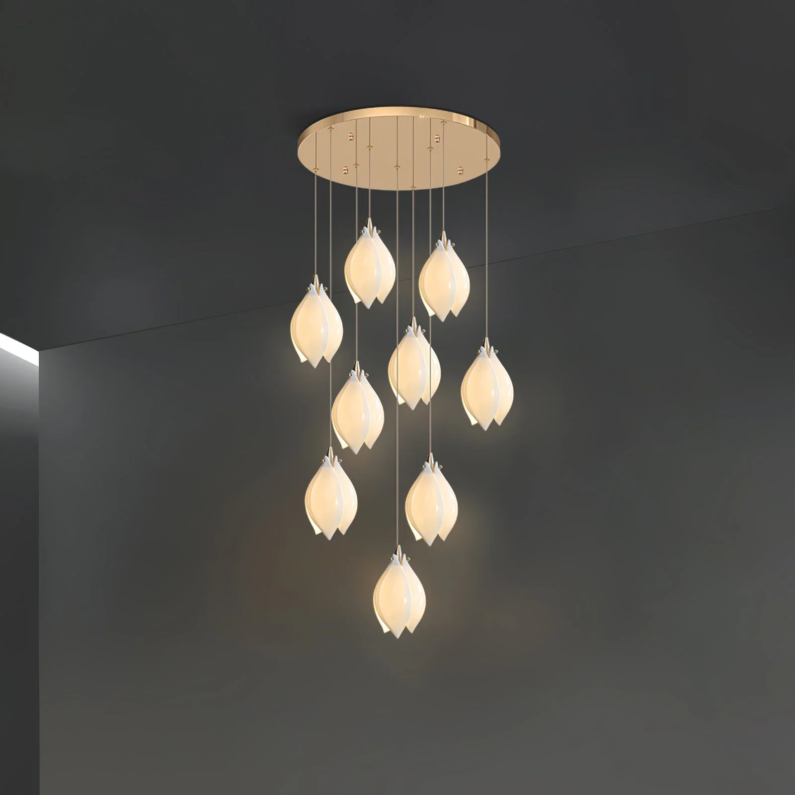 Lustra Pendant Lamp White Floral Ceramic - Image 22