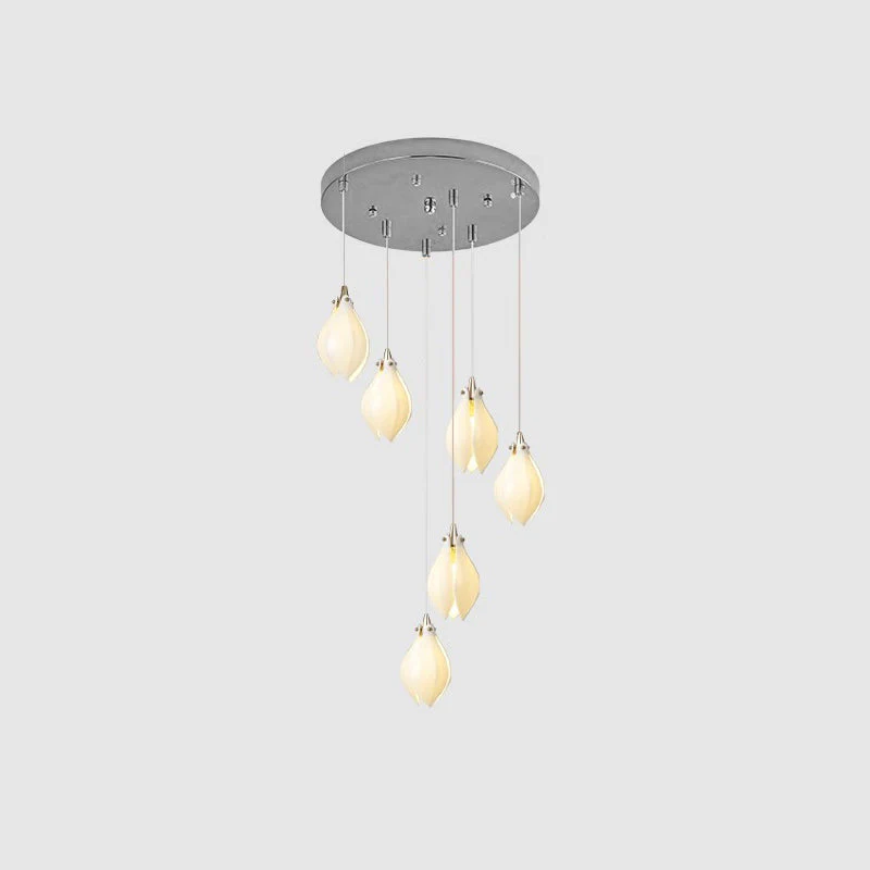 Lustra Pendant Lamp White Floral Ceramic - Image 24