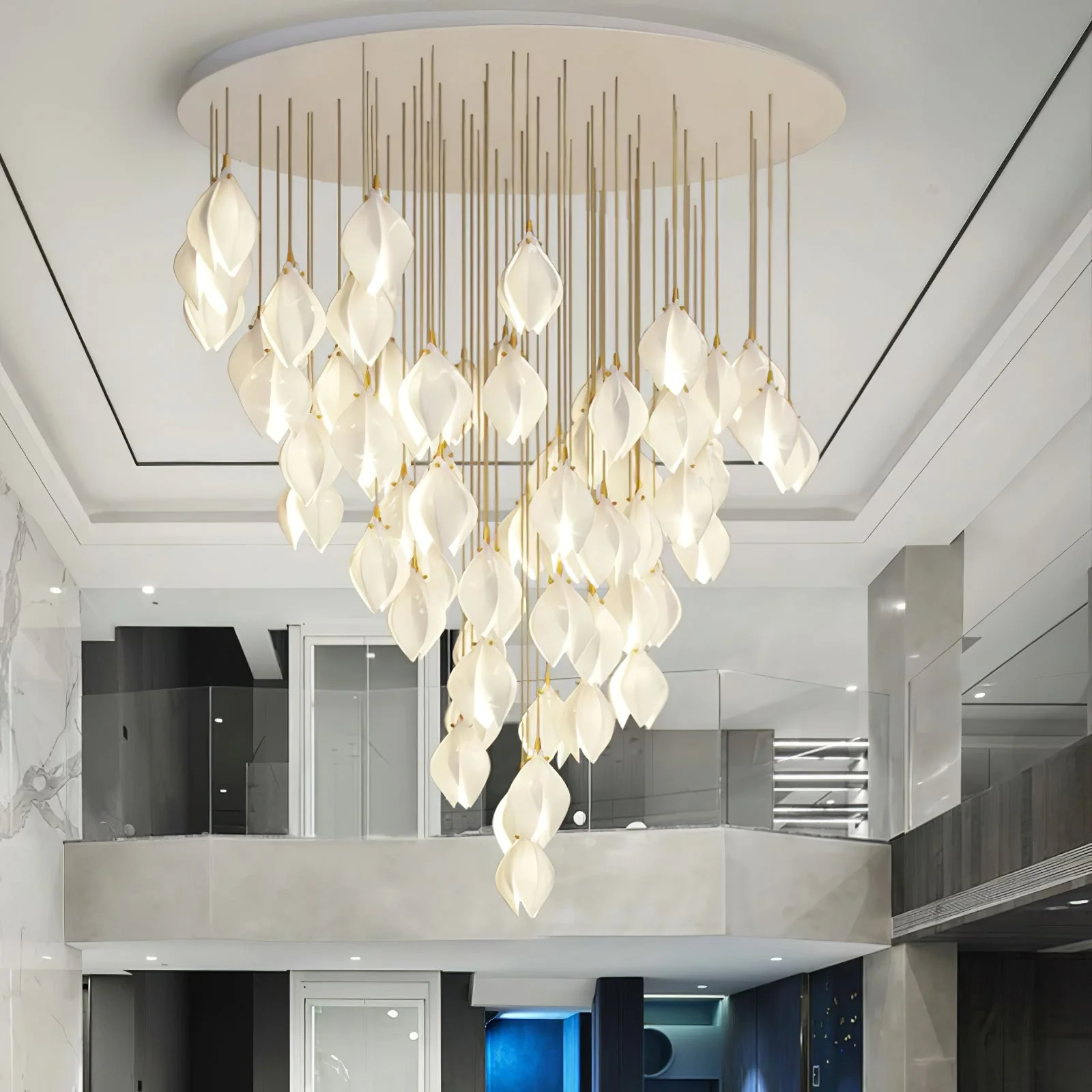 Lustra Pendant Lamp White Floral Ceramic - Image 28