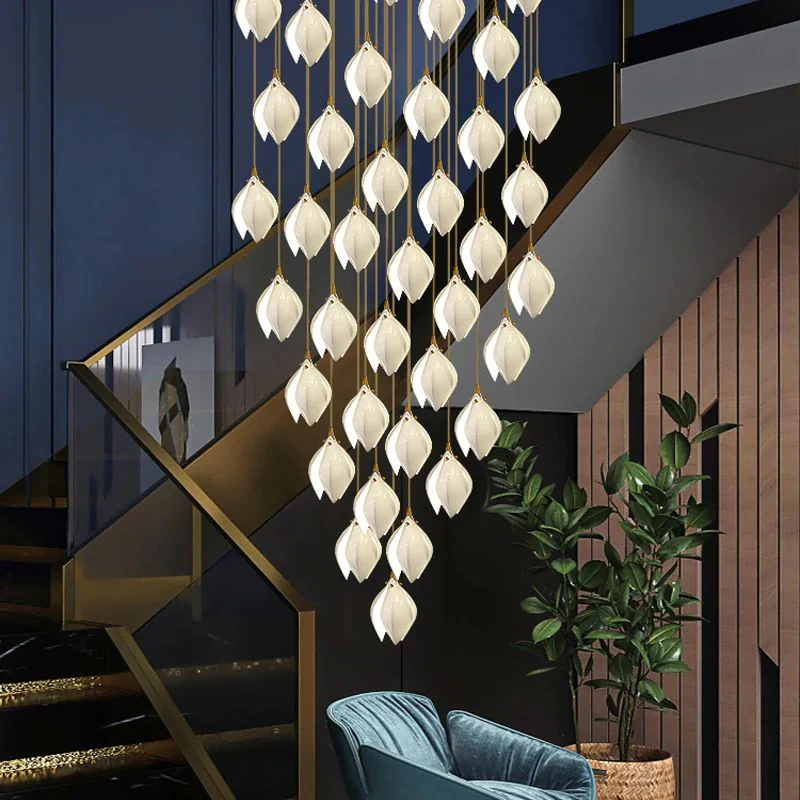 Lustra Pendant Lamp White Floral Ceramic - Image 3