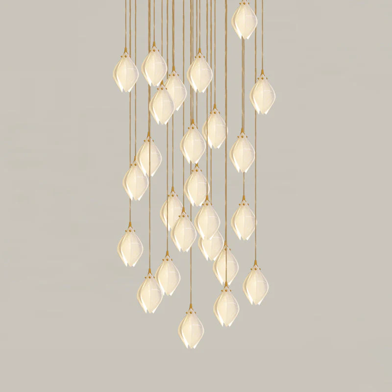Lustra Pendant Lamp White Floral Ceramic - Image 35