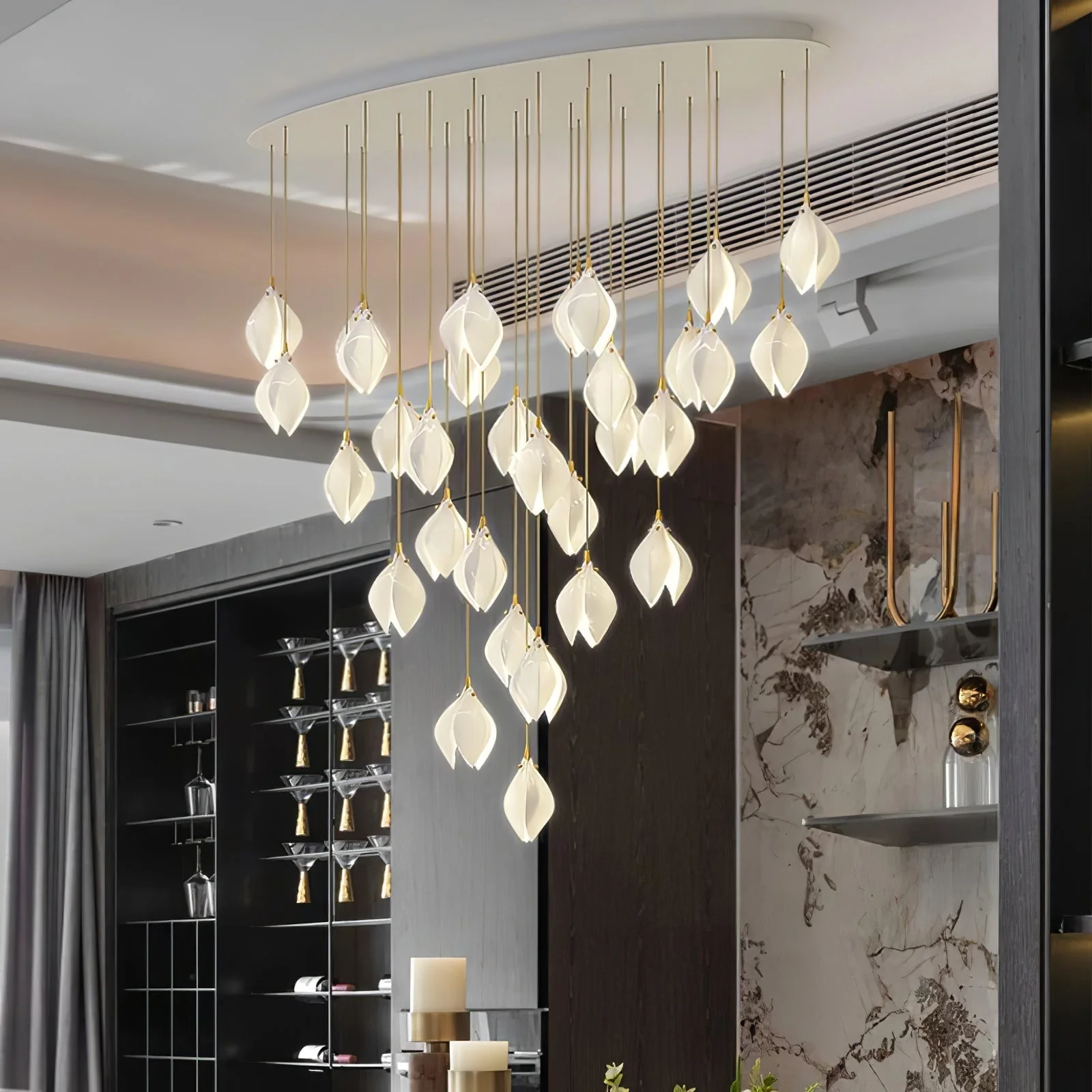 Lustra Pendant Lamp White Floral Ceramic - Image 4