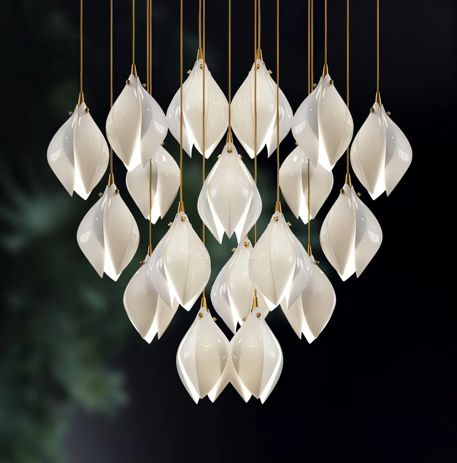 Lustra Pendant Lamp White Floral Ceramic - Image 40