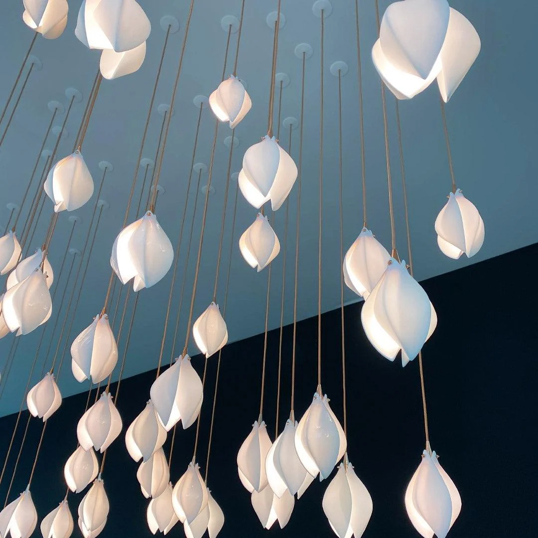 Lustra Pendant Lamp White Floral Ceramic - Image 5