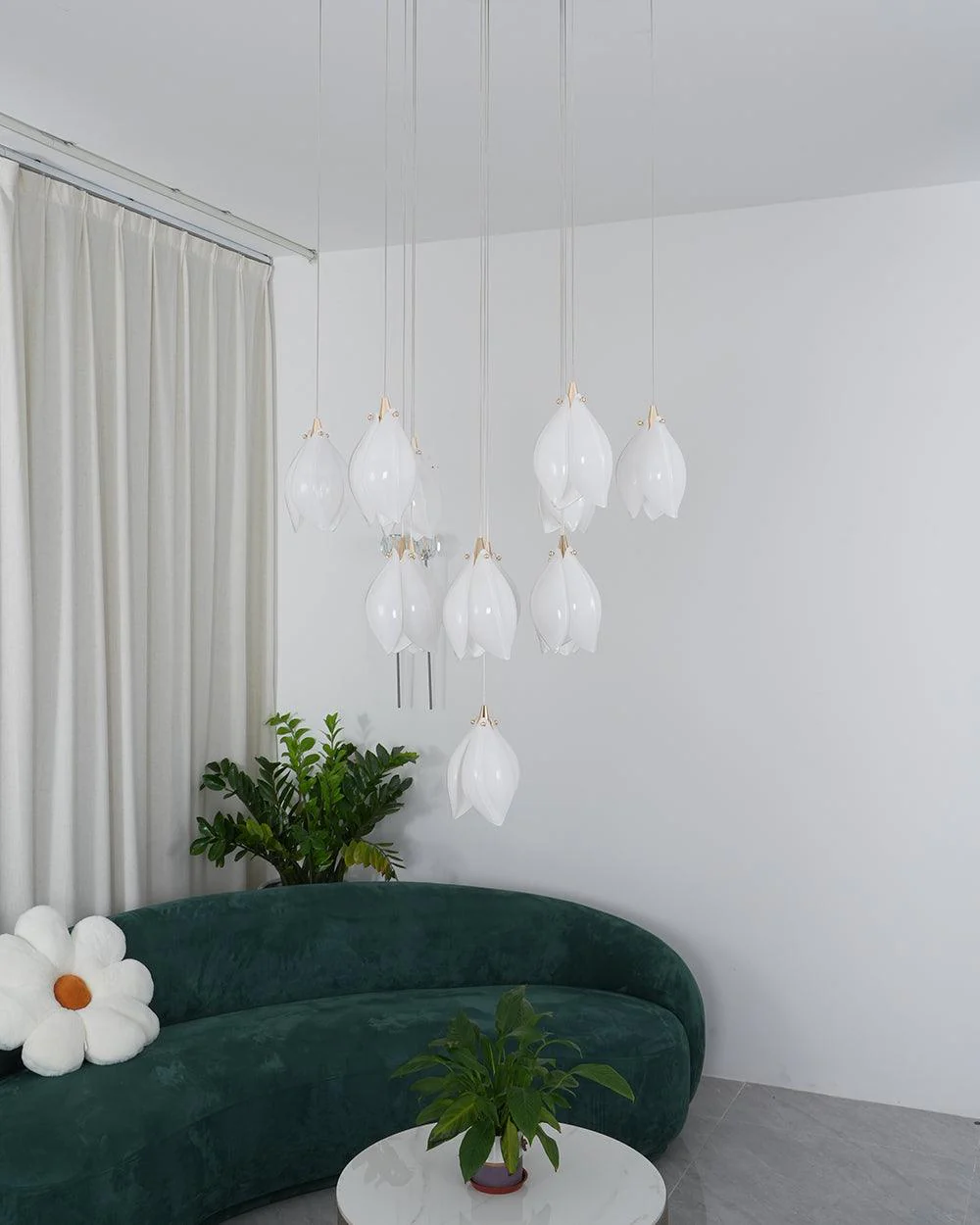 Lustra Pendant Lamp White Floral Ceramic - Image 7