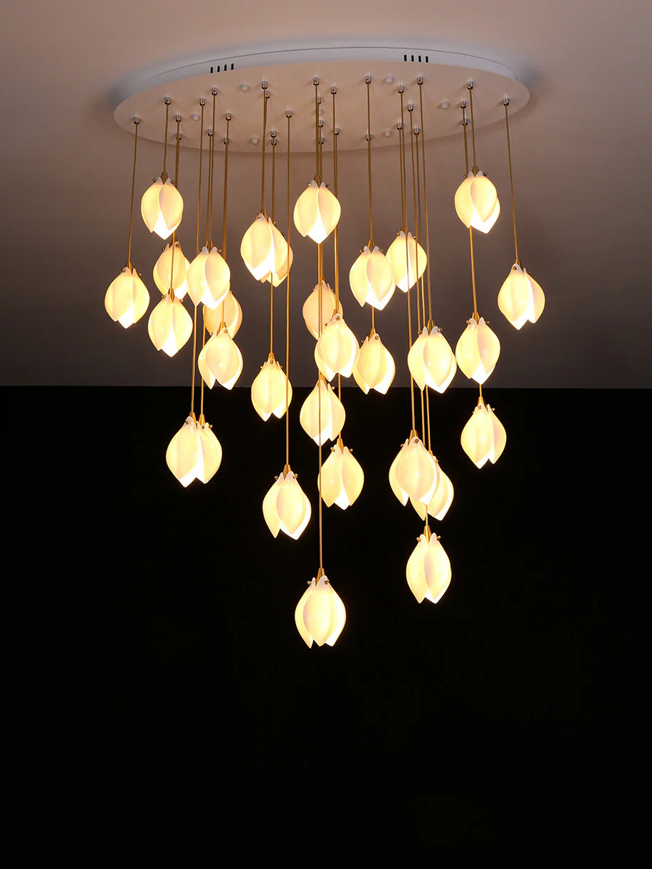 Lustra Pendant Lamp White Floral Ceramic - Image 8