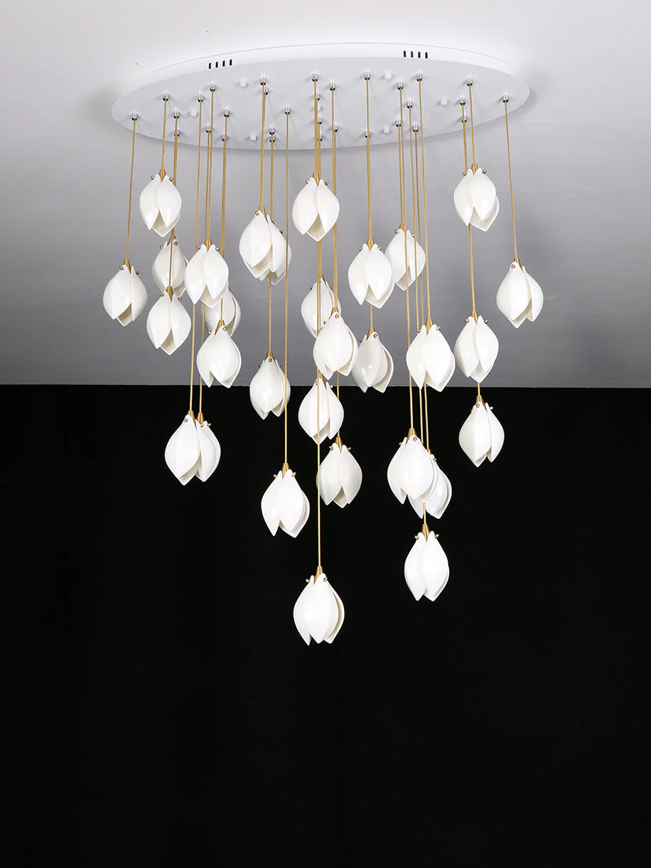 Lustra Pendant Lamp White Floral Ceramic - Image 9