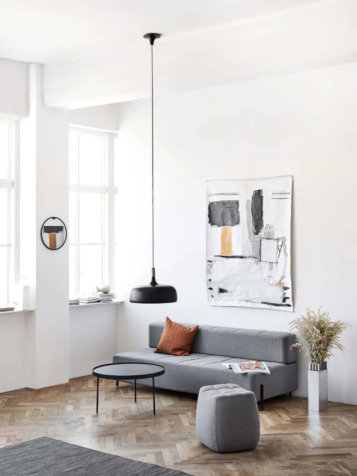 Lustra Pendant Lamp White Shade Wood - Image 100