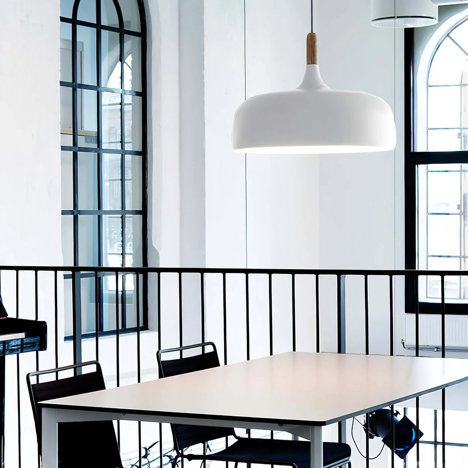 Lustra Pendant Lamp White Shade Wood - Image 102