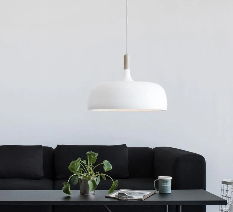 Lustra Pendant Lamp White Shade Wood - Image 103