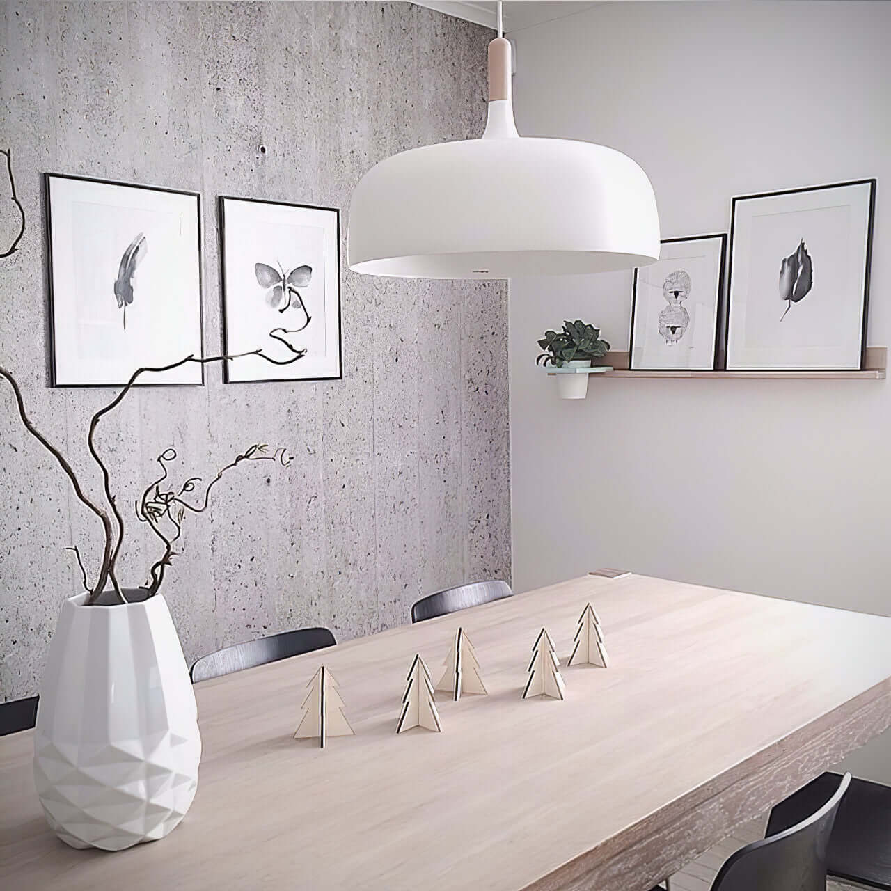Lustra Pendant Lamp White Shade Wood - Image 104