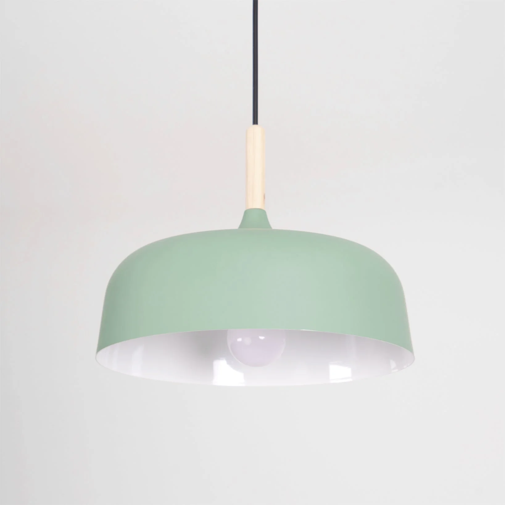 Lustra Pendant Lamp White Shade Wood - Image 108