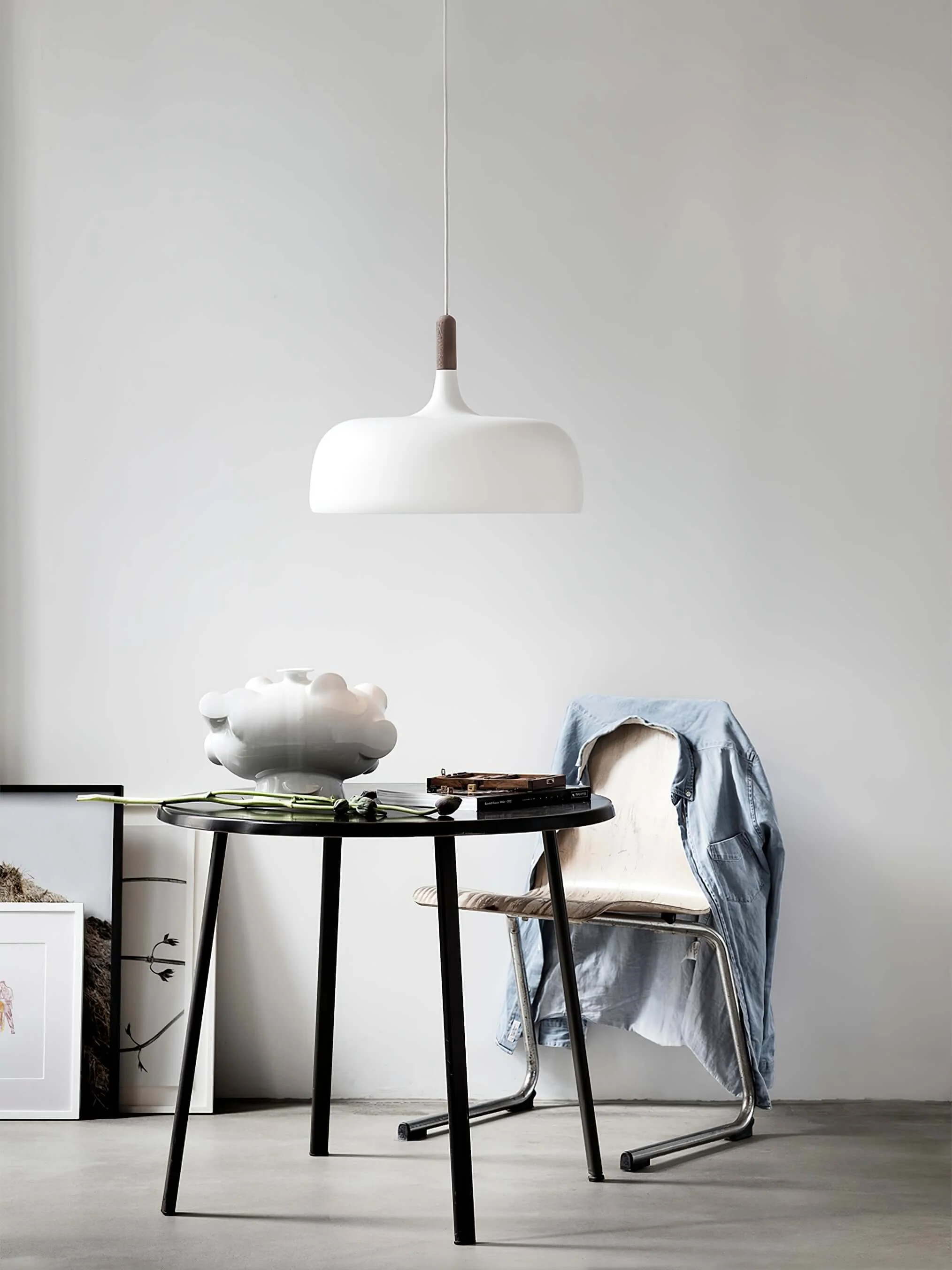 Lustra Pendant Lamp White Shade Wood - Image 110