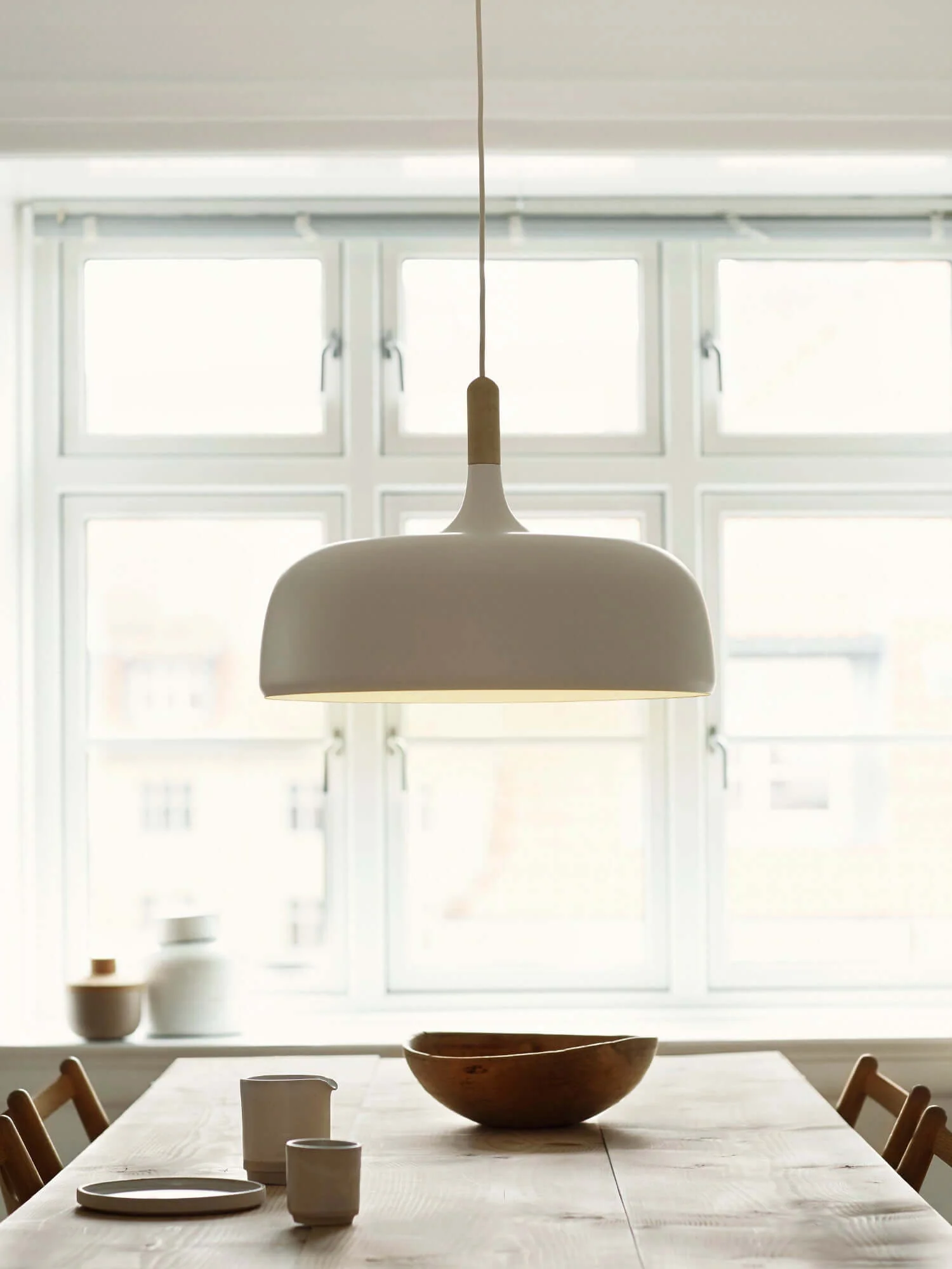 Lustra Pendant Lamp White Shade Wood - Image 112