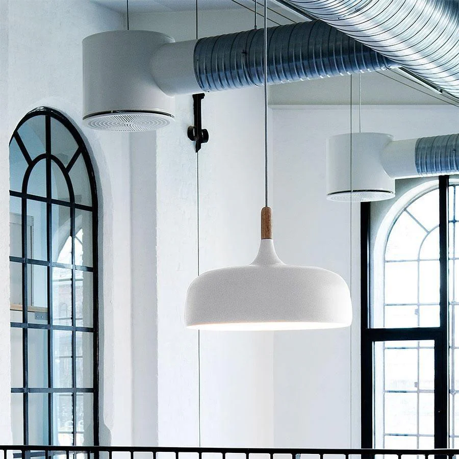 Lustra Pendant Lamp White Shade Wood - Image 115