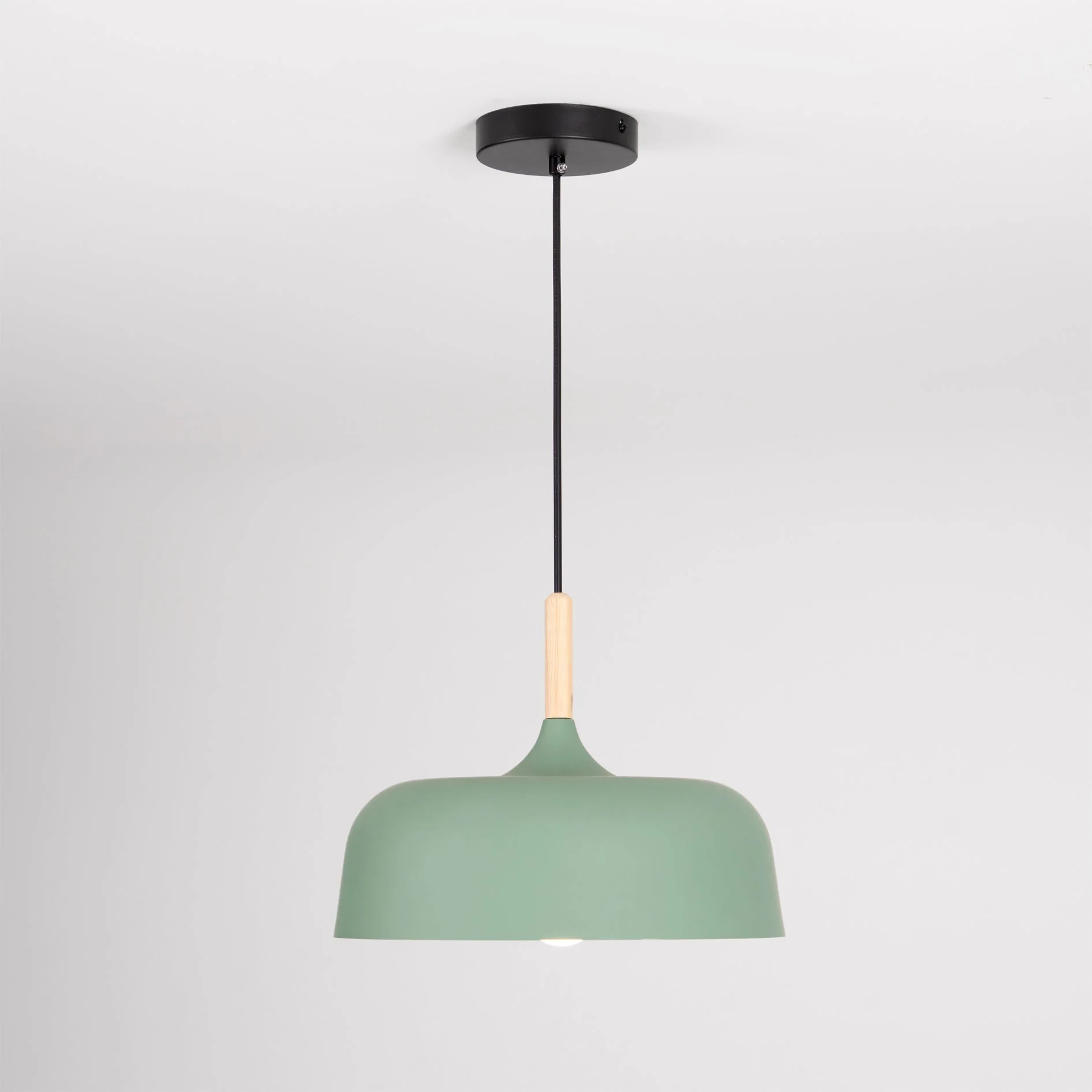Lustra Pendant Lamp White Shade Wood - Image 119