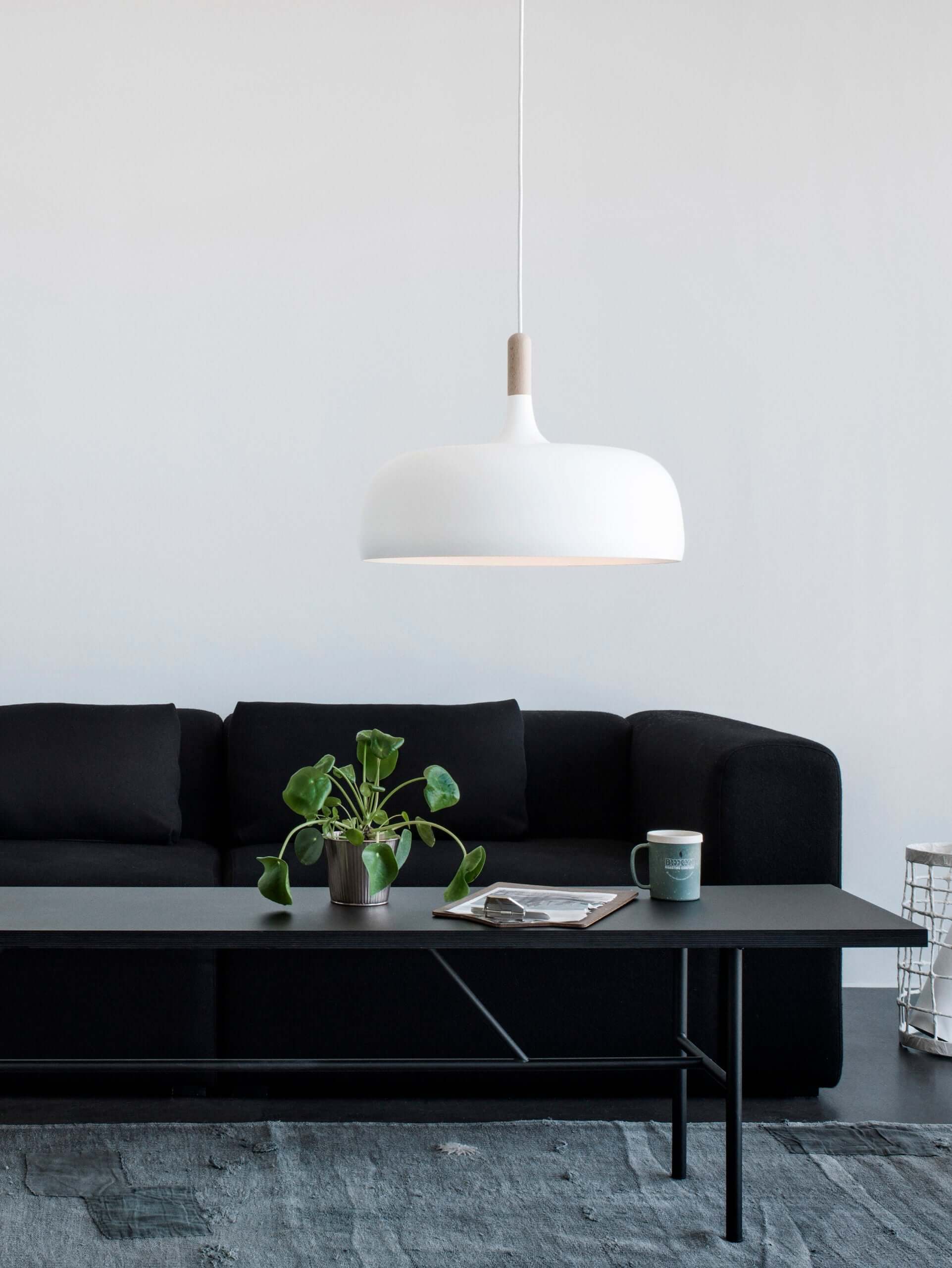 Lustra Pendant Lamp White Shade Wood - Image 120