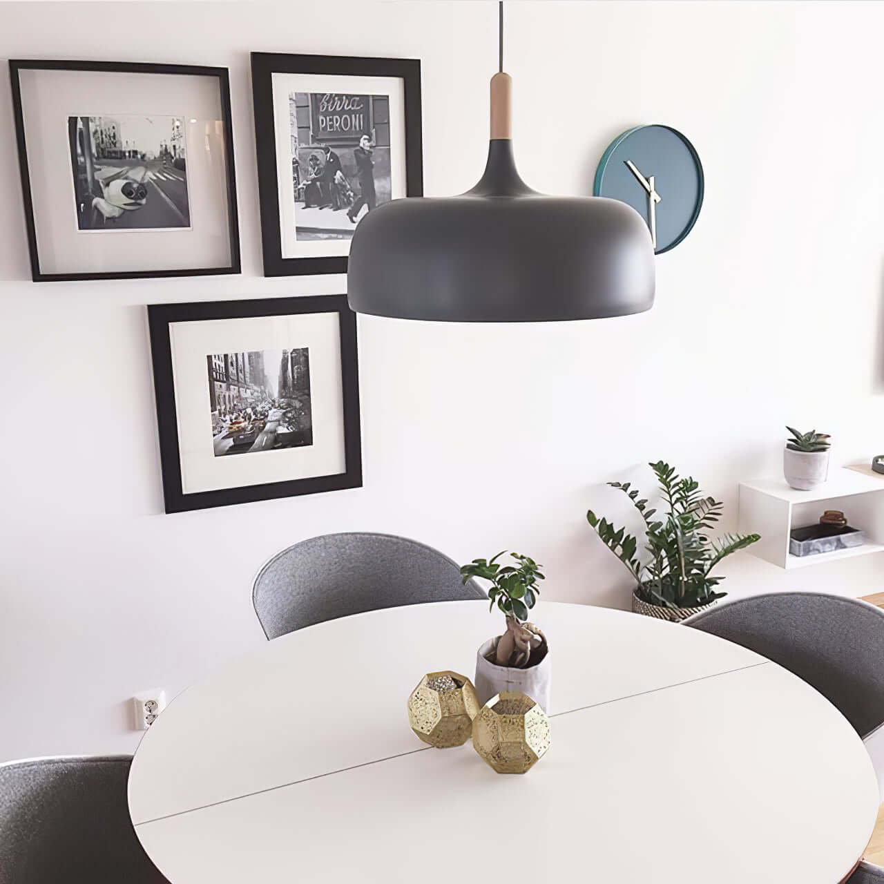 Lustra Pendant Lamp White Shade Wood - Image 123