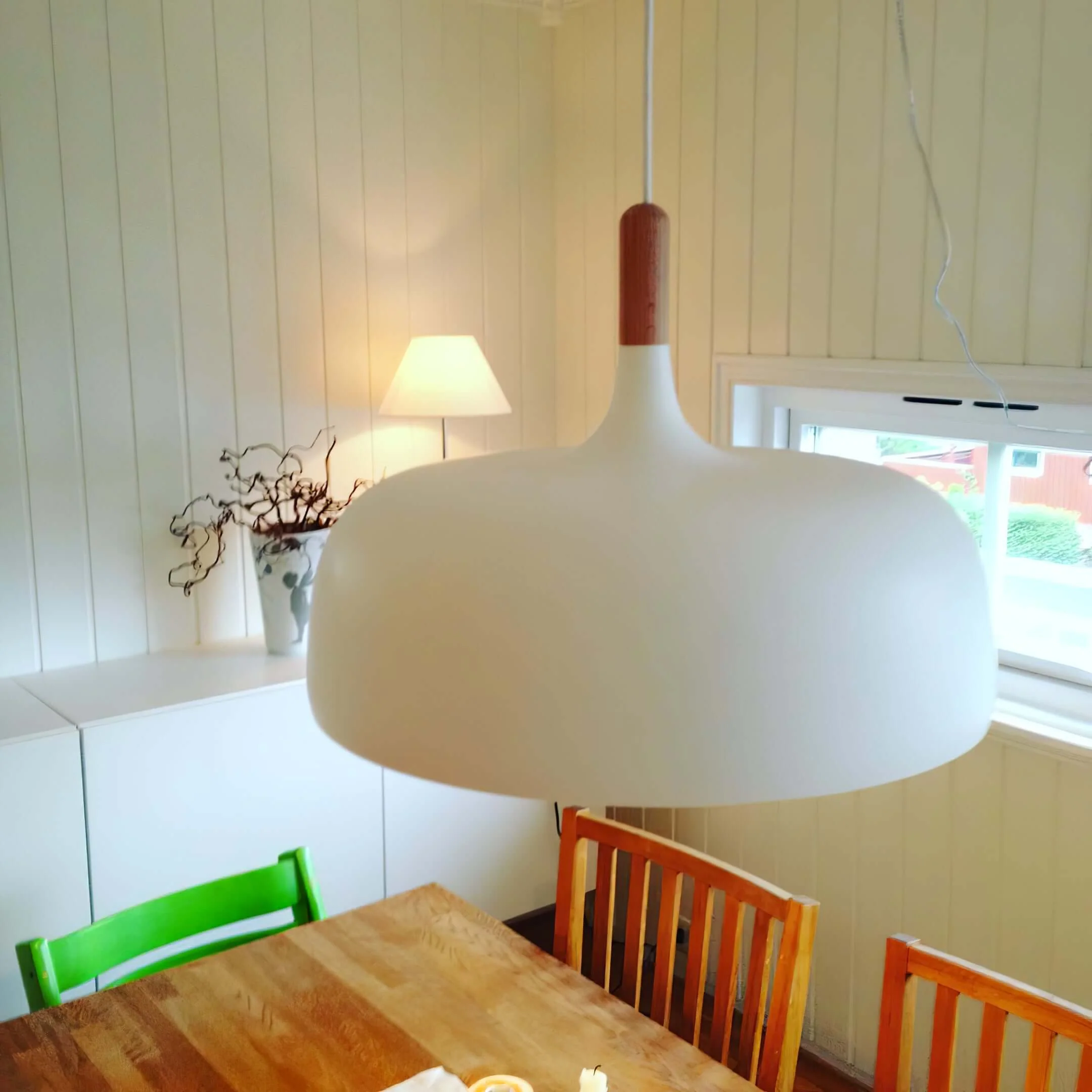 Lustra Pendant Lamp White Shade Wood - Image 126