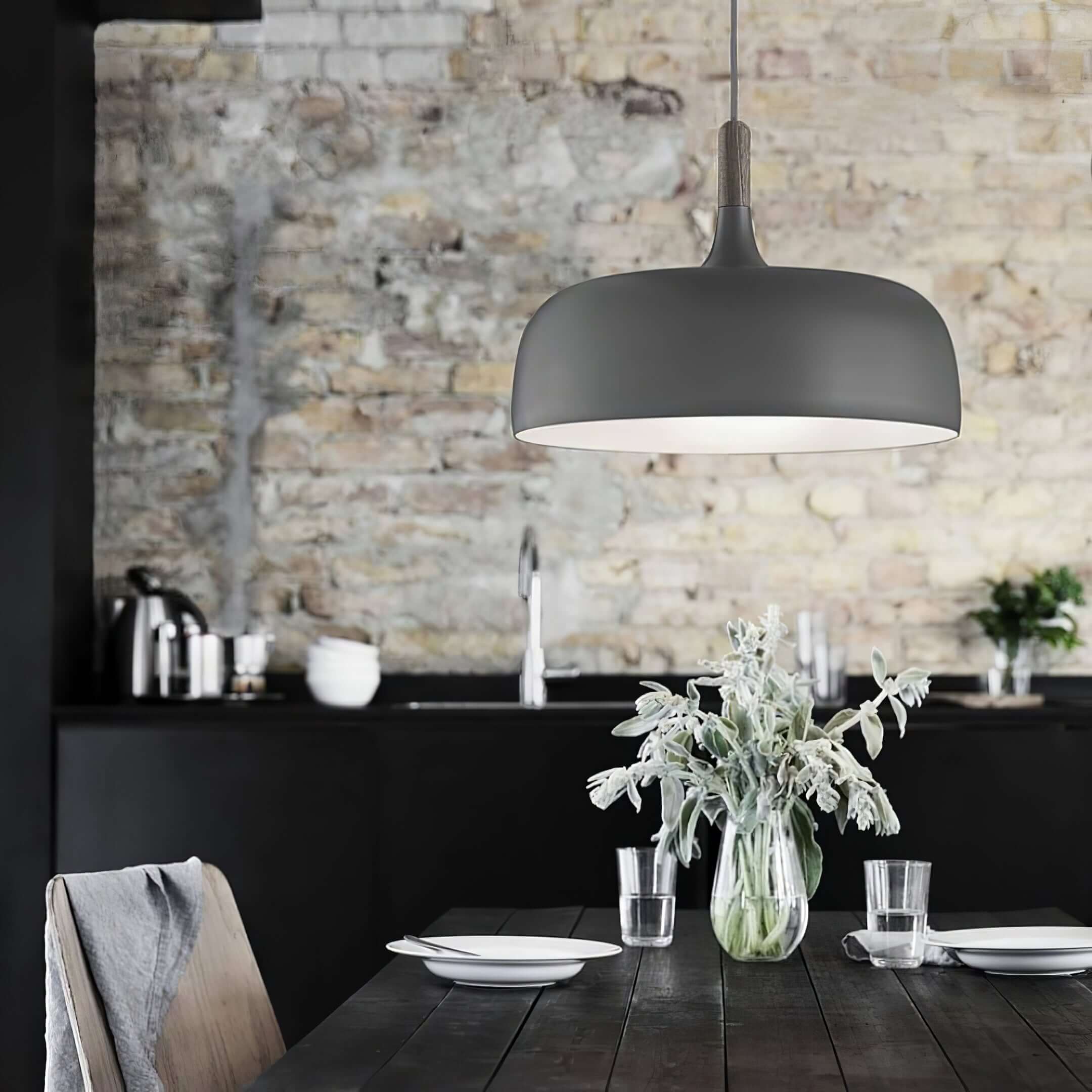 Lustra Pendant Lamp White Shade Wood - Image 127