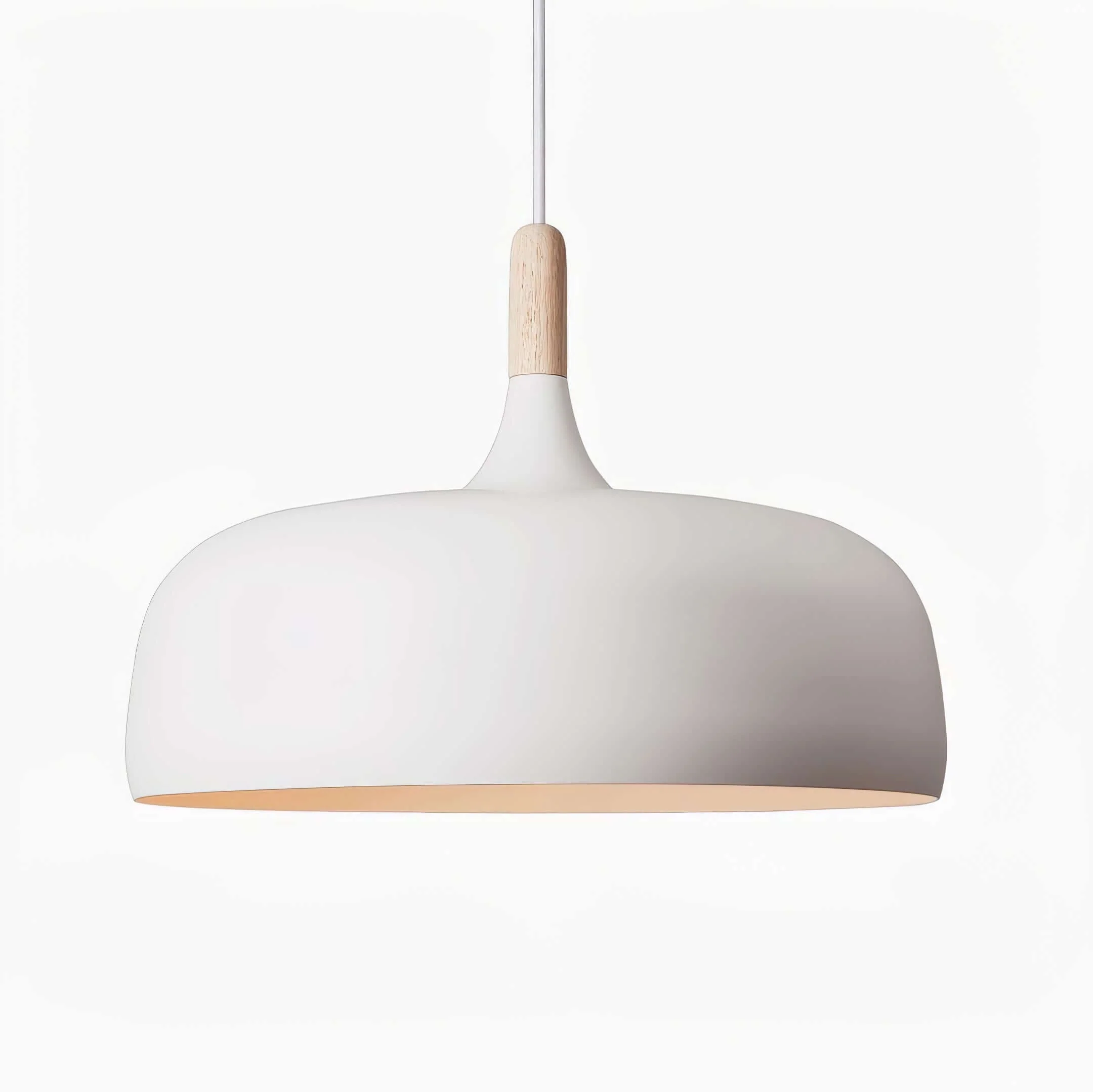 Lustra Pendant Lamp White Shade Wood - Image 129
