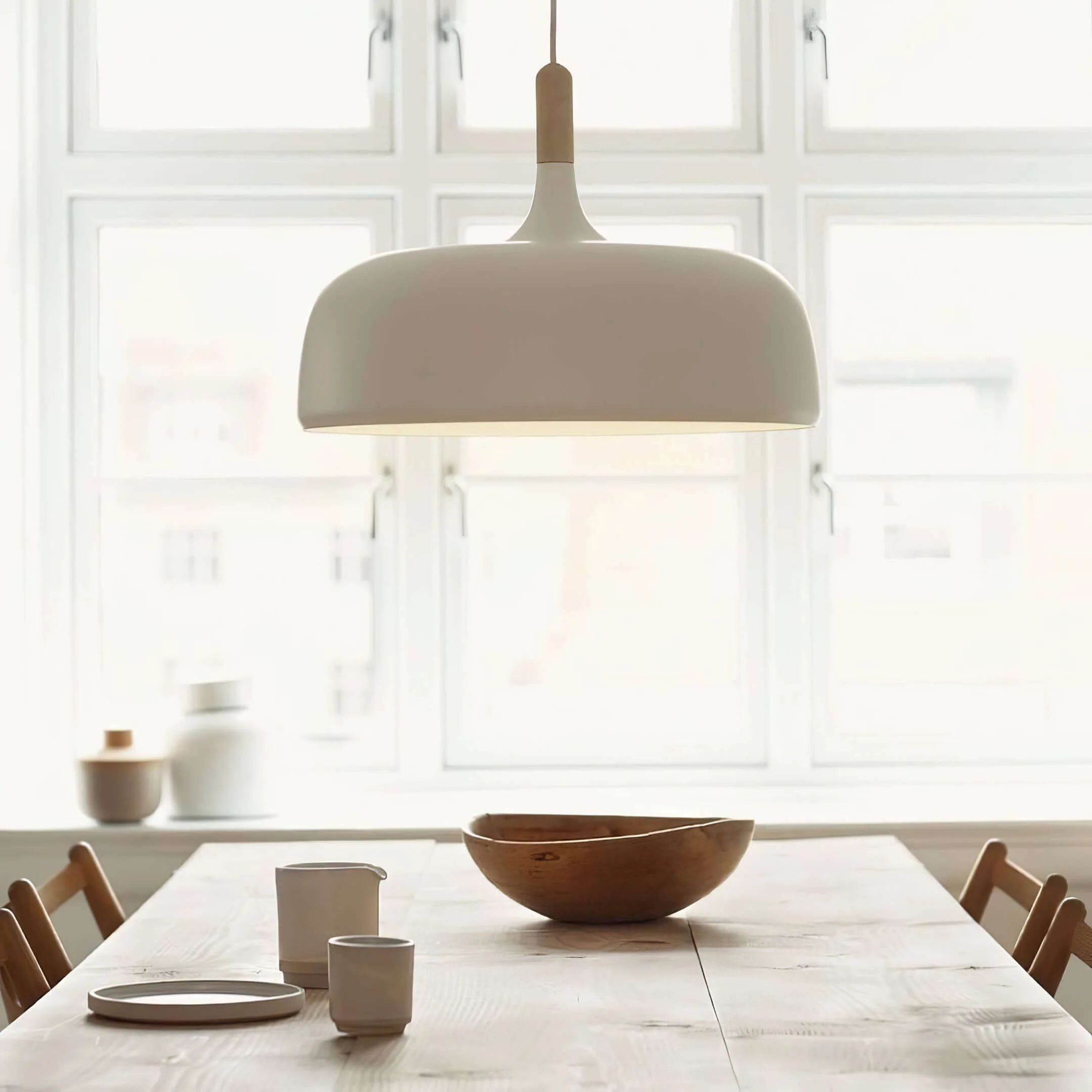 Lustra Pendant Lamp White Shade Wood - Image 23