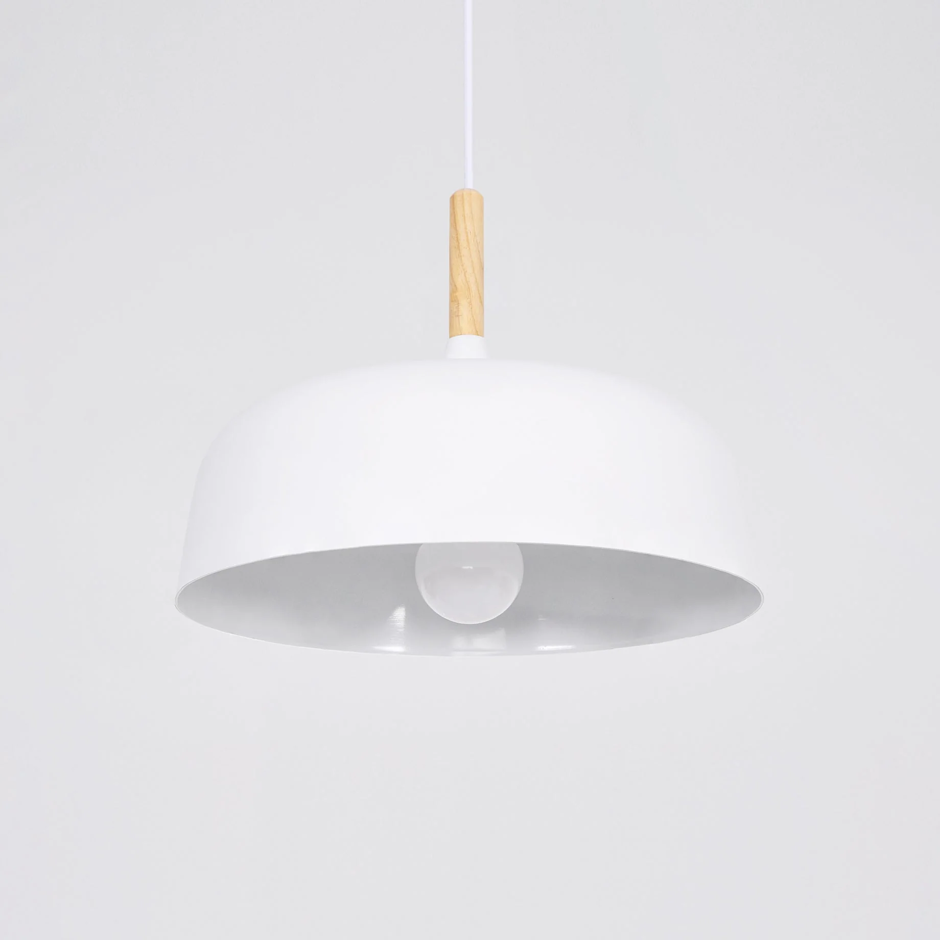 Lustra Pendant Lamp White Shade Wood - Image 31