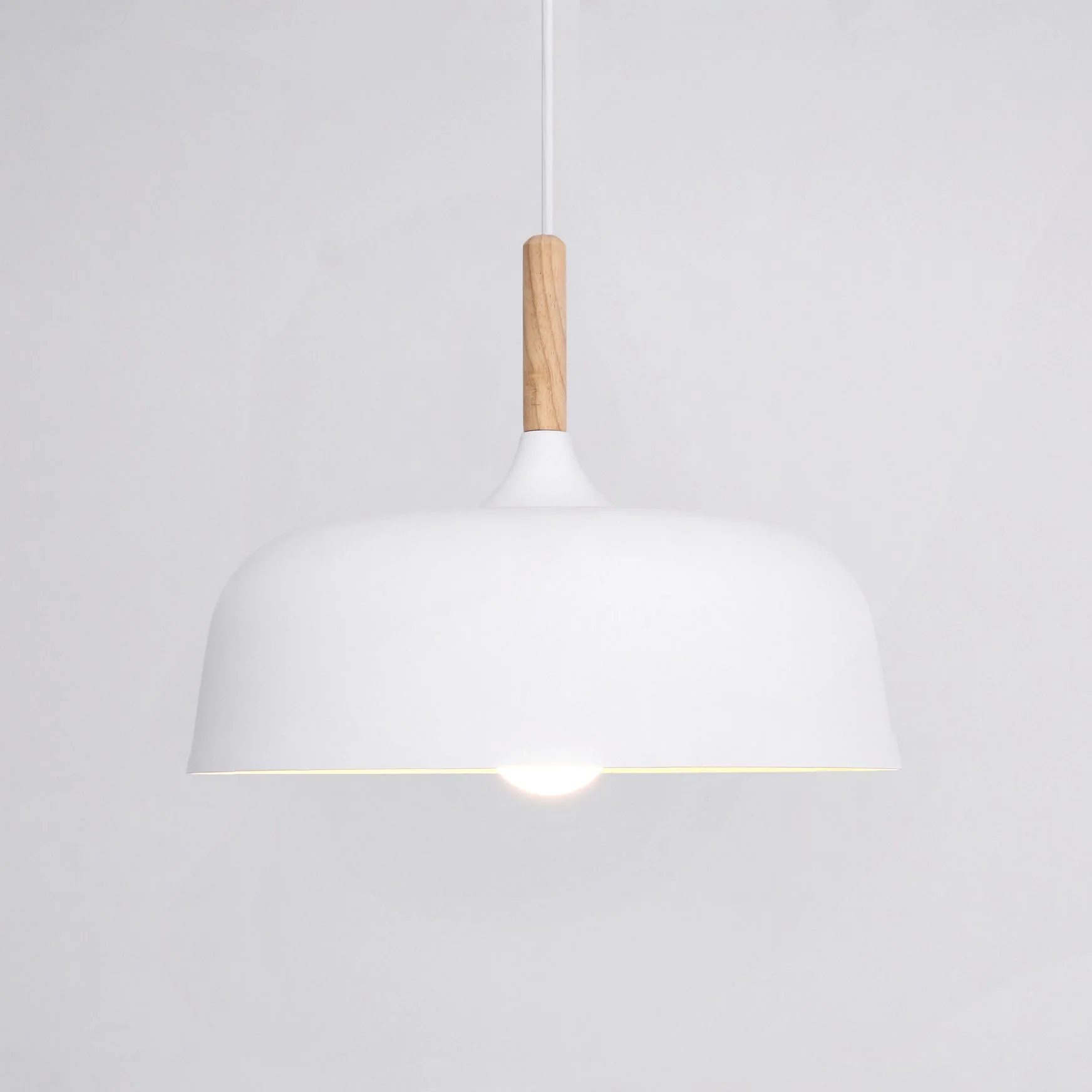 Lustra Pendant Lamp White Shade Wood - Image 33