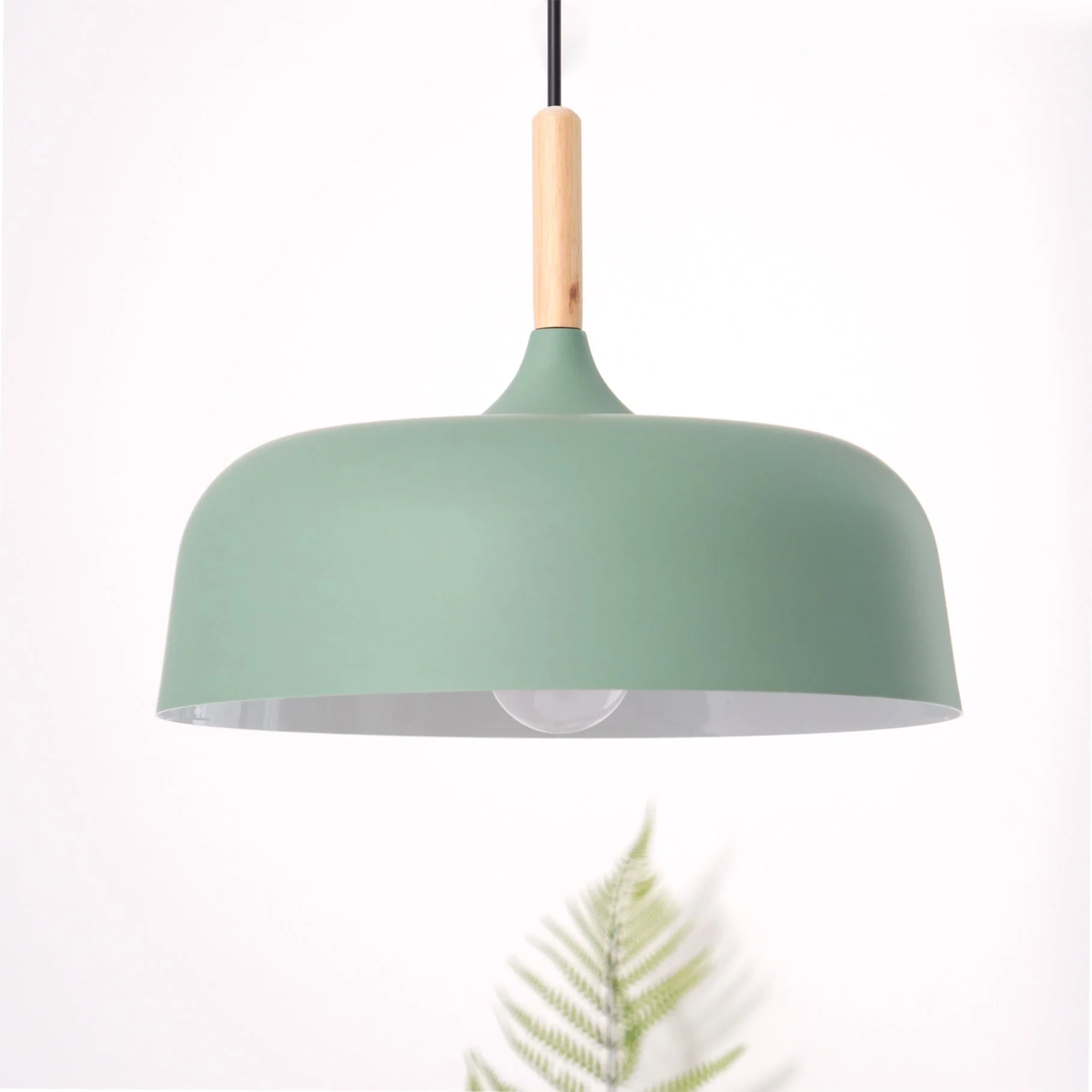 Lustra Pendant Lamp White Shade Wood - Image 37