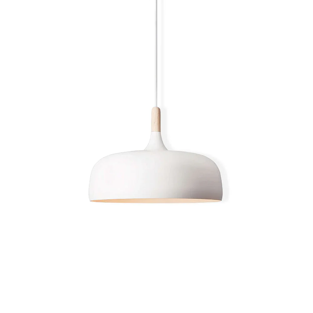 Lustra Pendant Lamp White Shade Wood - Image 43