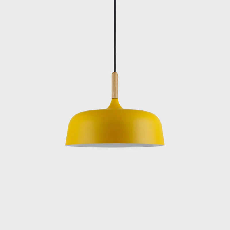 Lustra Pendant Lamp White Shade Wood - Image 50