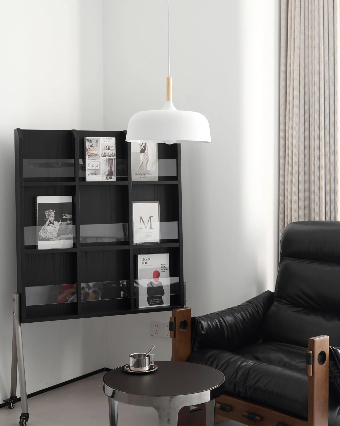 Lustra Pendant Lamp White Shade Wood - Image 53