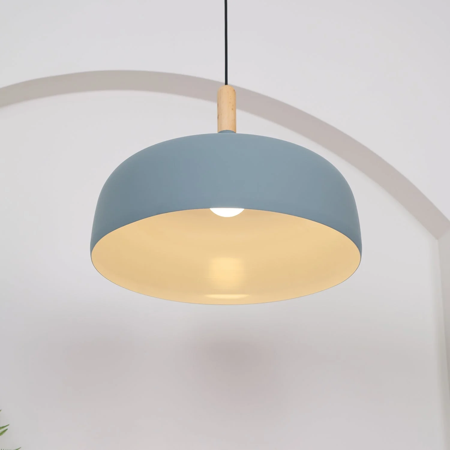 Lustra Pendant Lamp White Shade Wood - Image 6