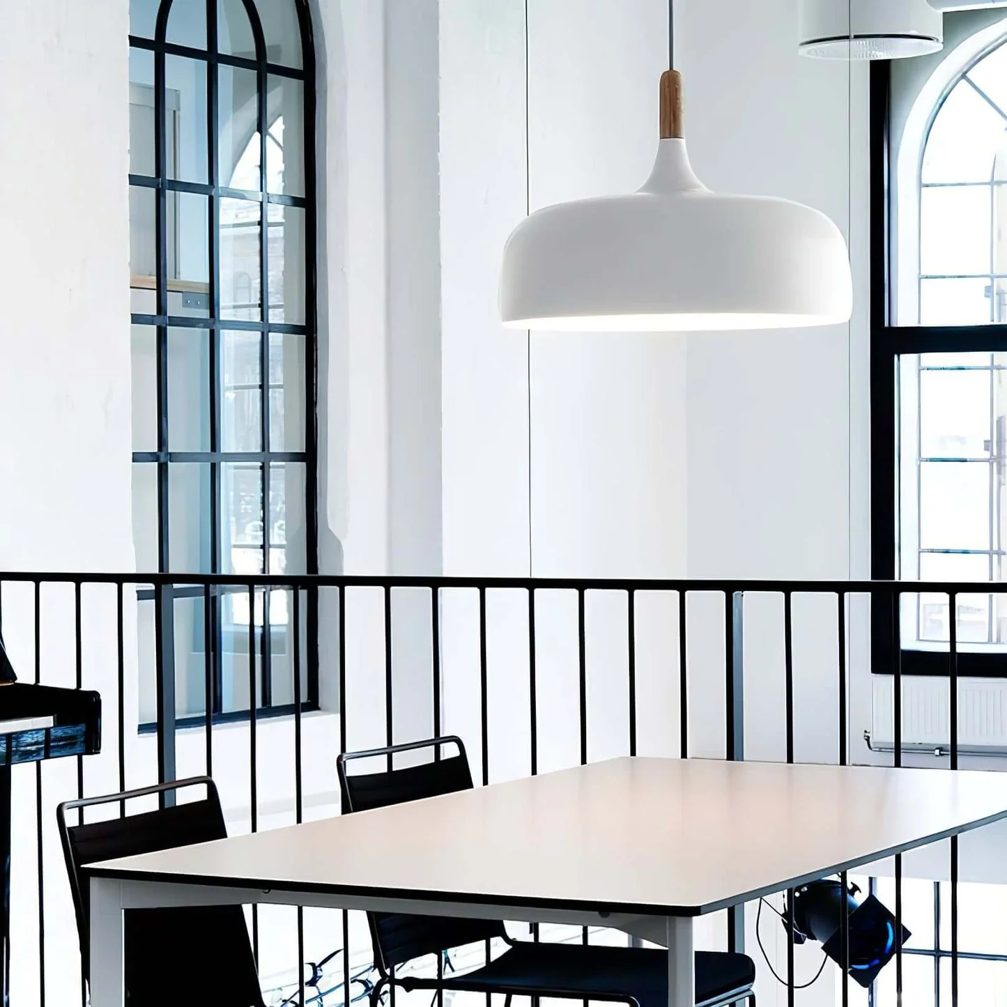 Lustra Pendant Lamp White Shade Wood - Image 66