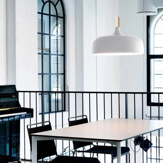 Lustra Pendant Lamp White Shade Wood - Image 68