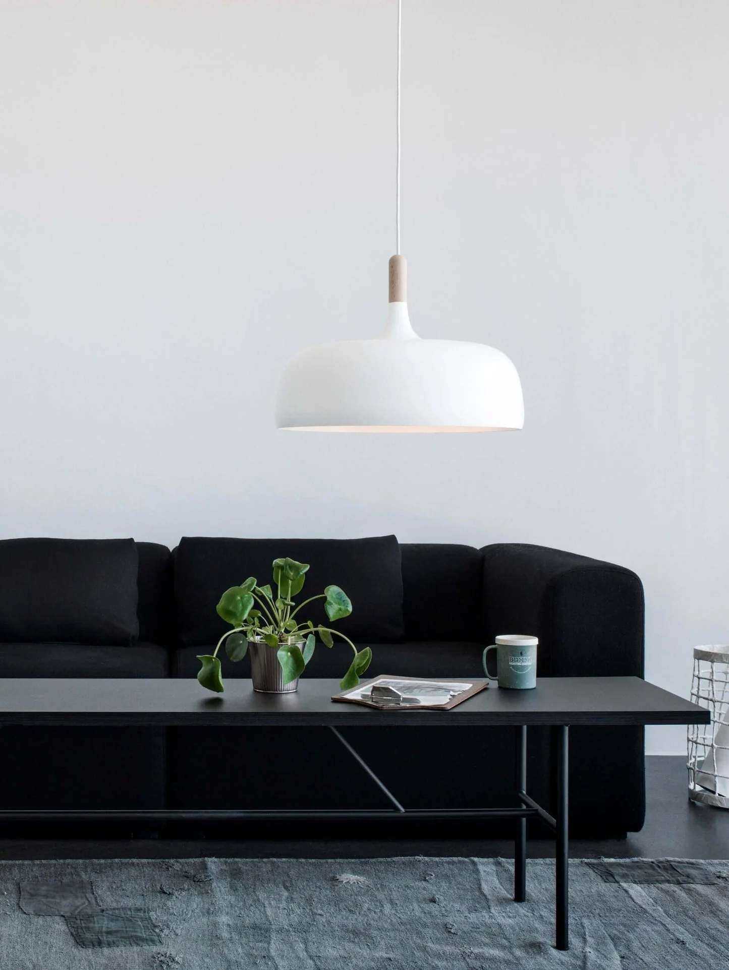 Lustra Pendant Lamp White Shade Wood - Image 84