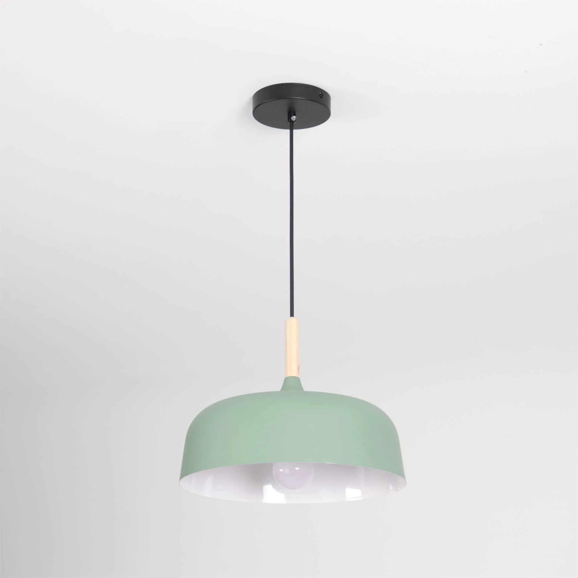 Lustra Pendant Lamp White Shade Wood - Image 86