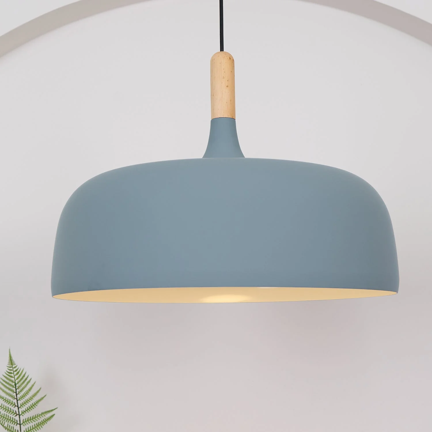 Lustra Pendant Lamp White Shade Wood - Image 9