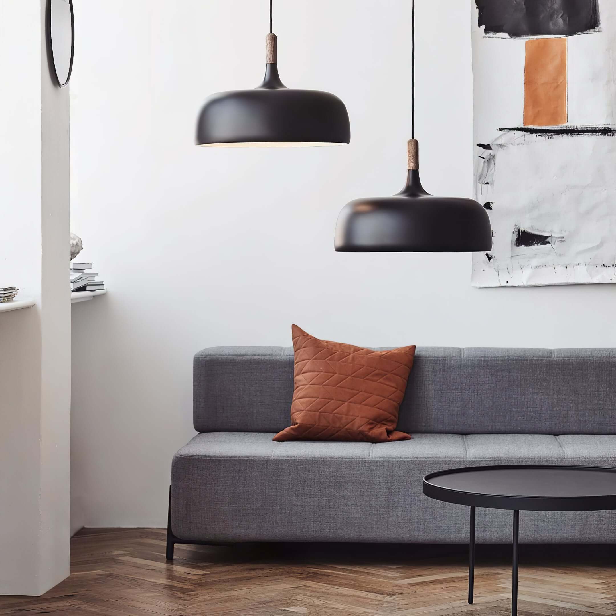 Lustra Pendant Lamp White Shade Wood - Image 98
