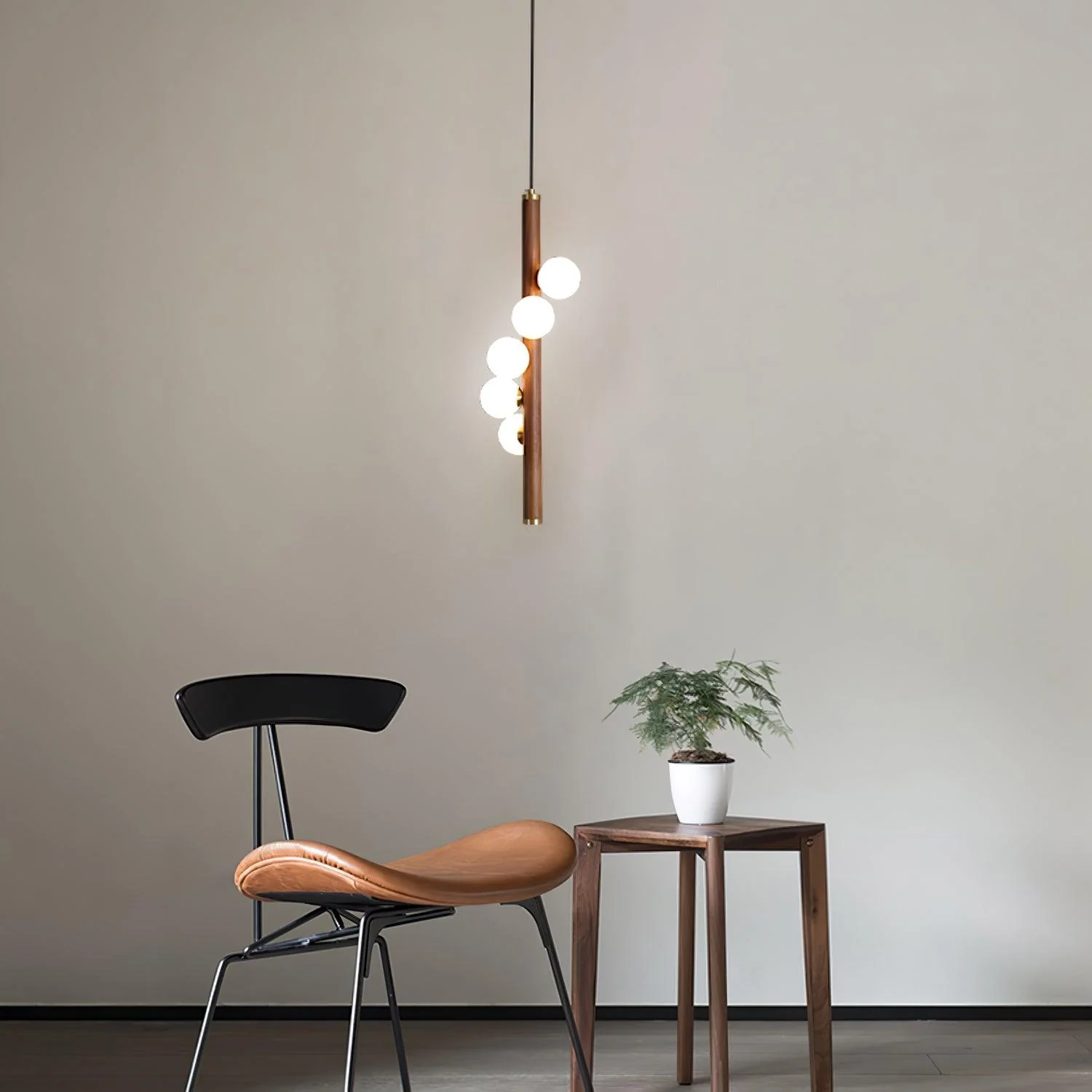 Lustra Pendant Lamp Wooden Glass Linear - Image 18