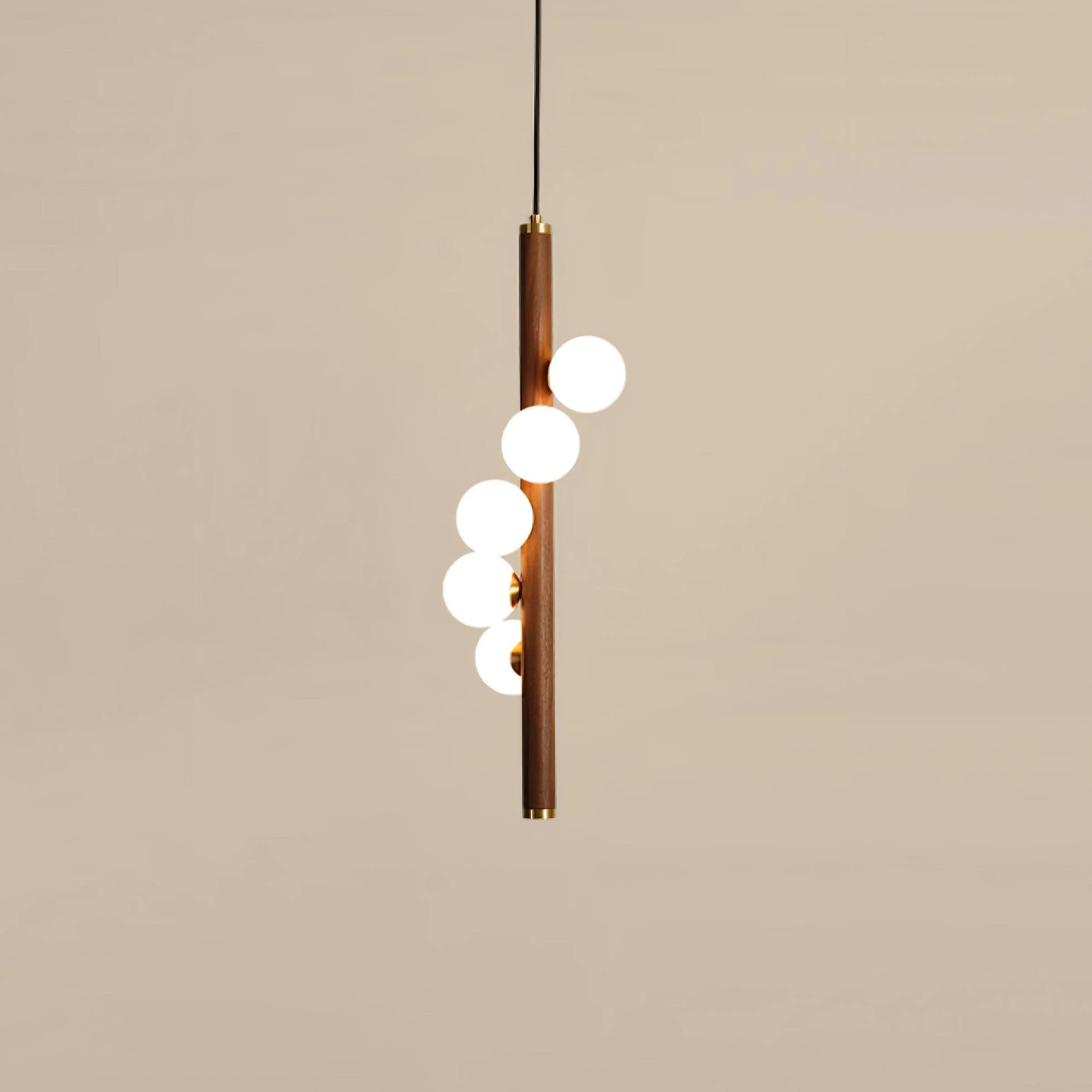Lustra Pendant Lamp Wooden Glass Linear - Image 2