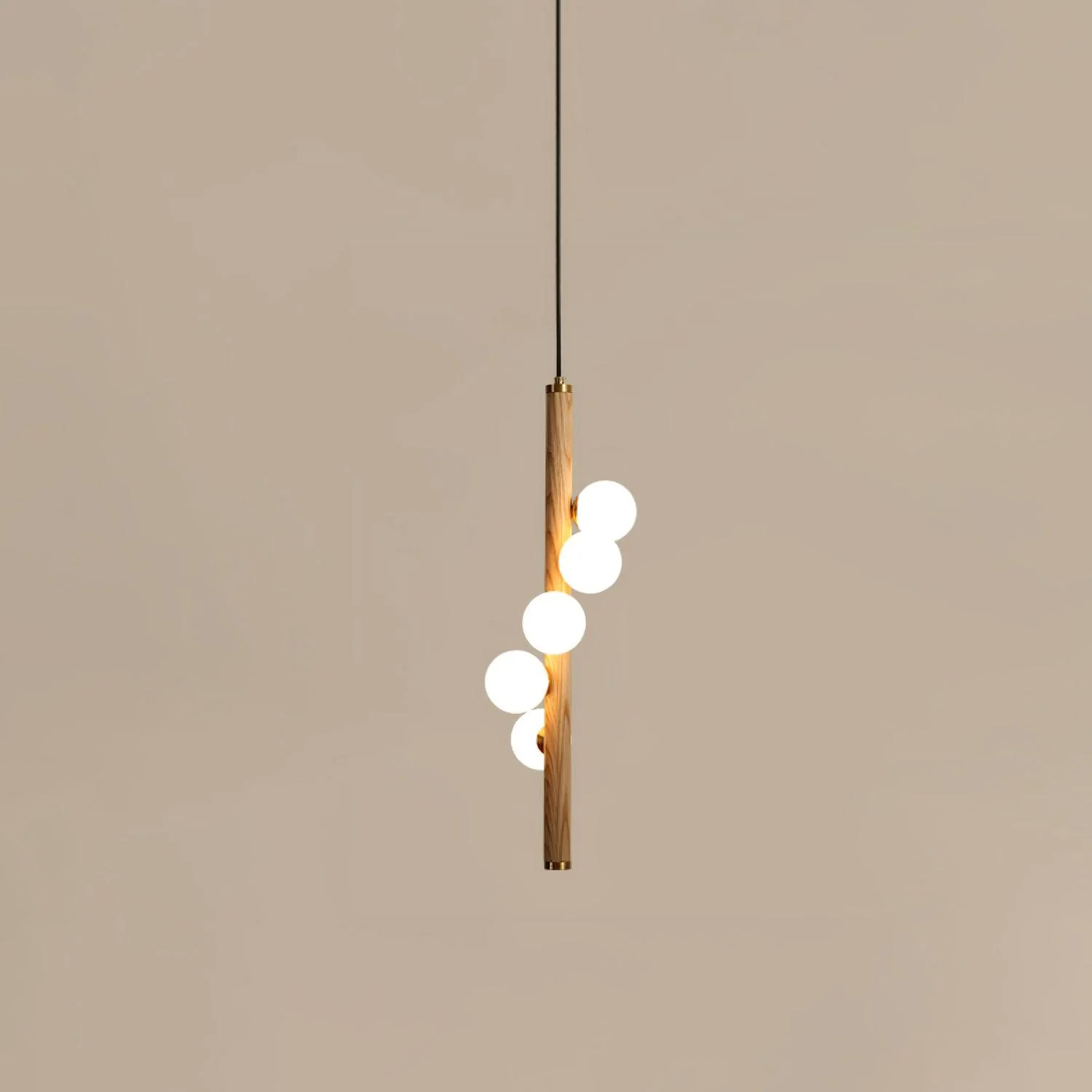 Lustra Pendant Lamp Wooden Glass Linear - Image 21