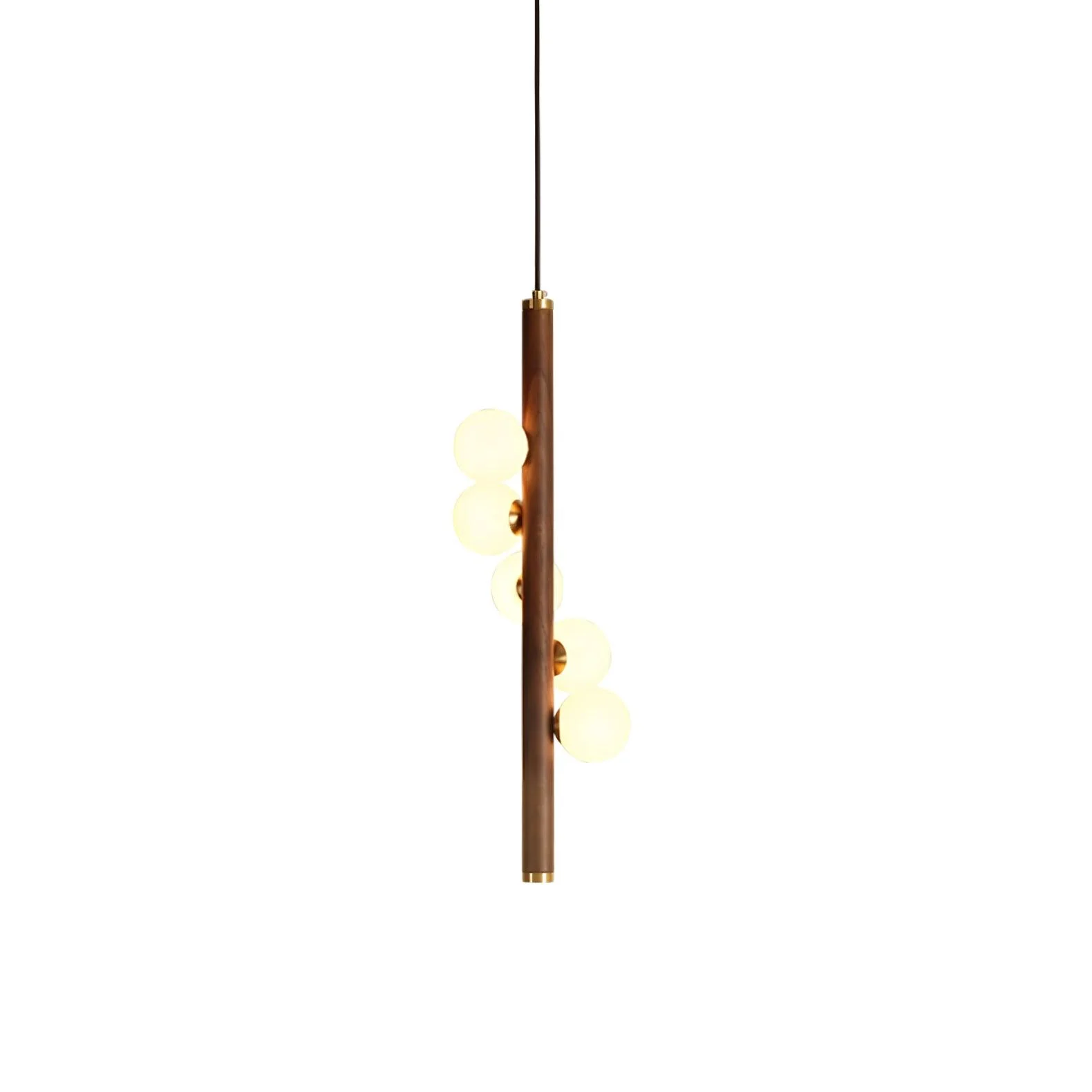 Lustra Pendant Lamp Wooden Glass Linear - Image 6