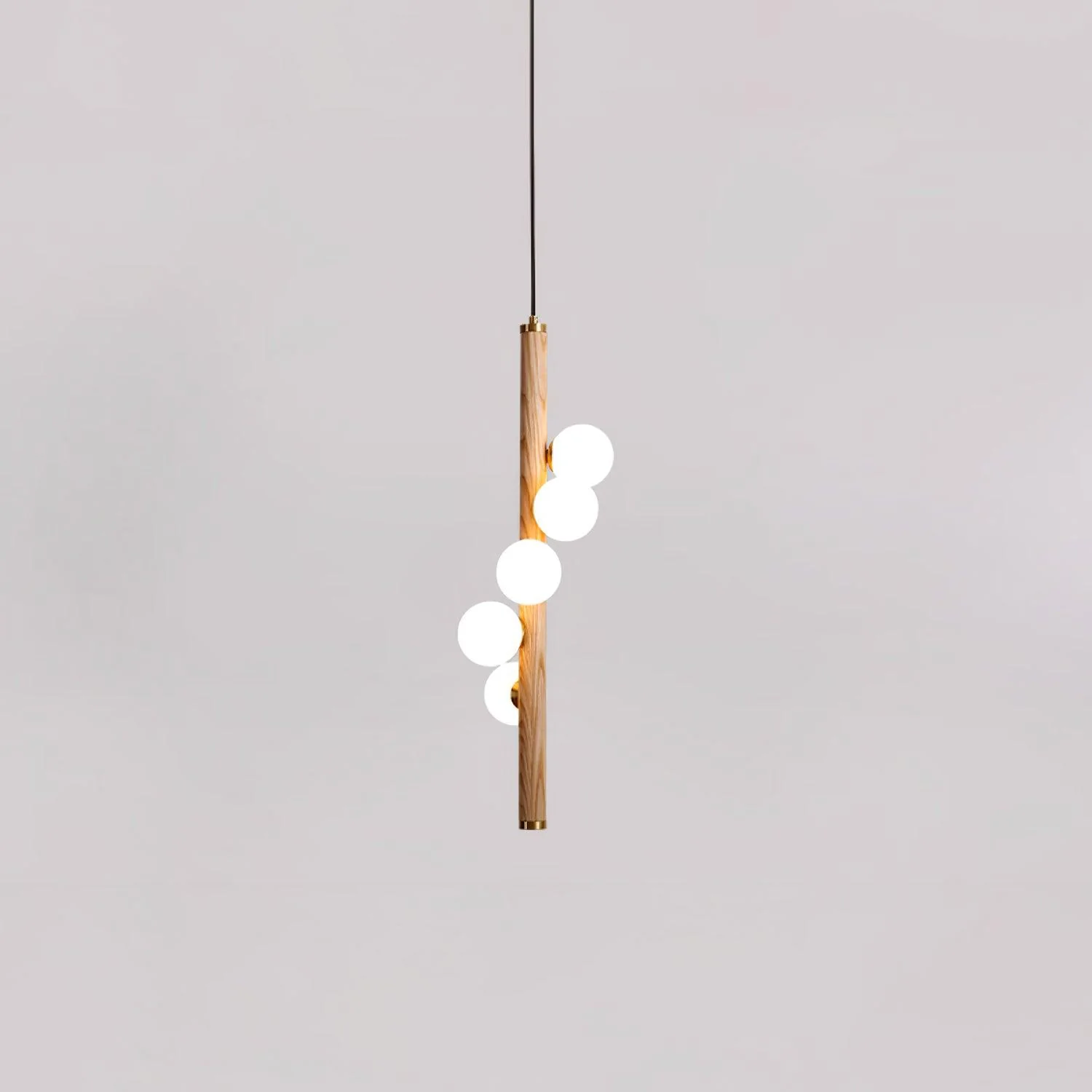 Lustra Pendant Lamp Wooden Glass Linear - Image 8