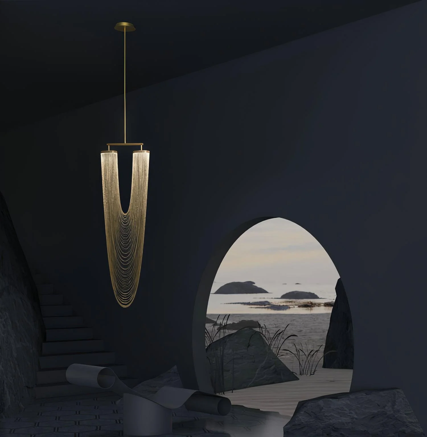 Lustra Pendant Light Copper Chain Sculptural Modern - Image 10