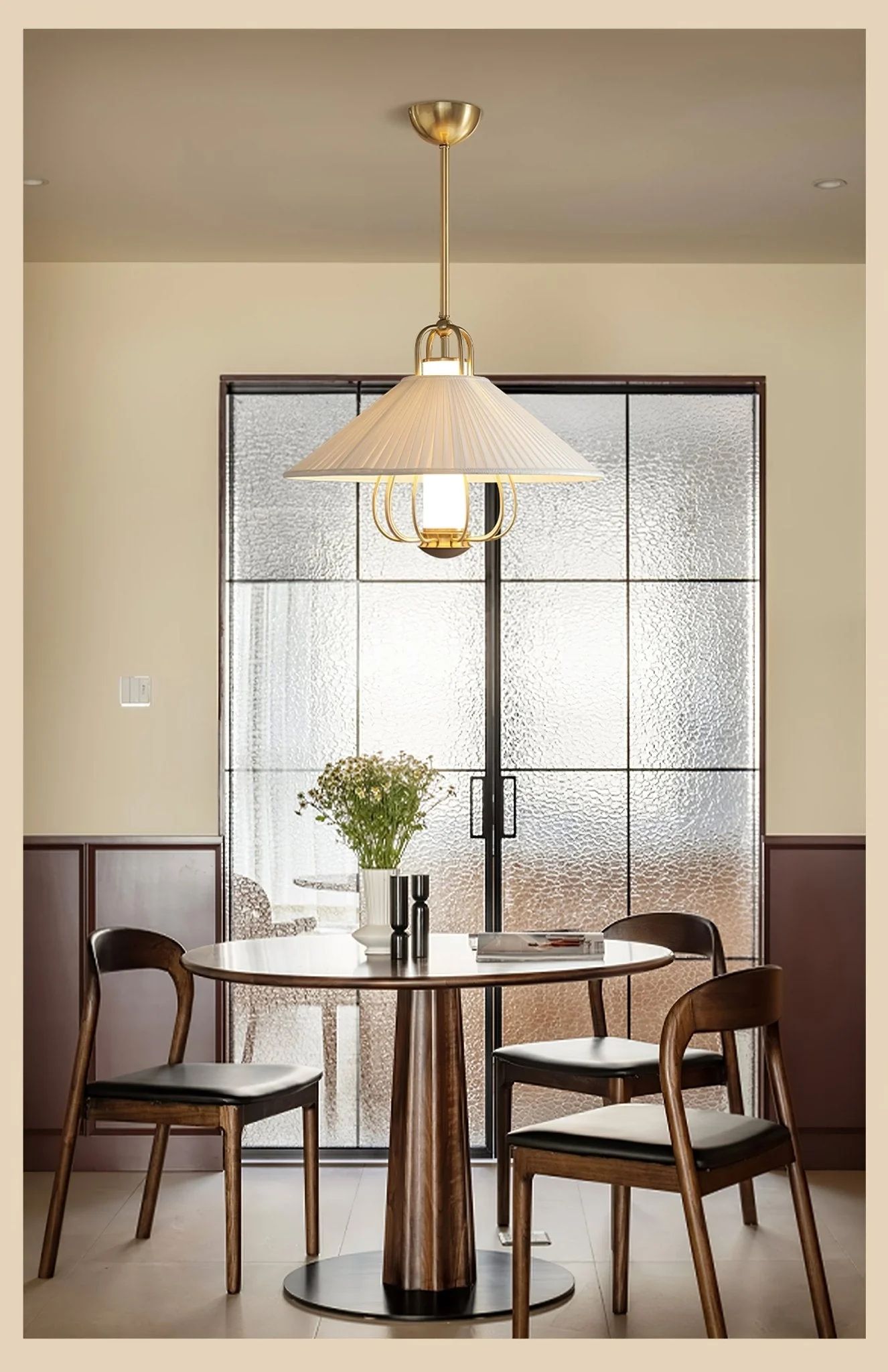 Lustra Pendant Light Fabric Gold LED Dining - Image 11