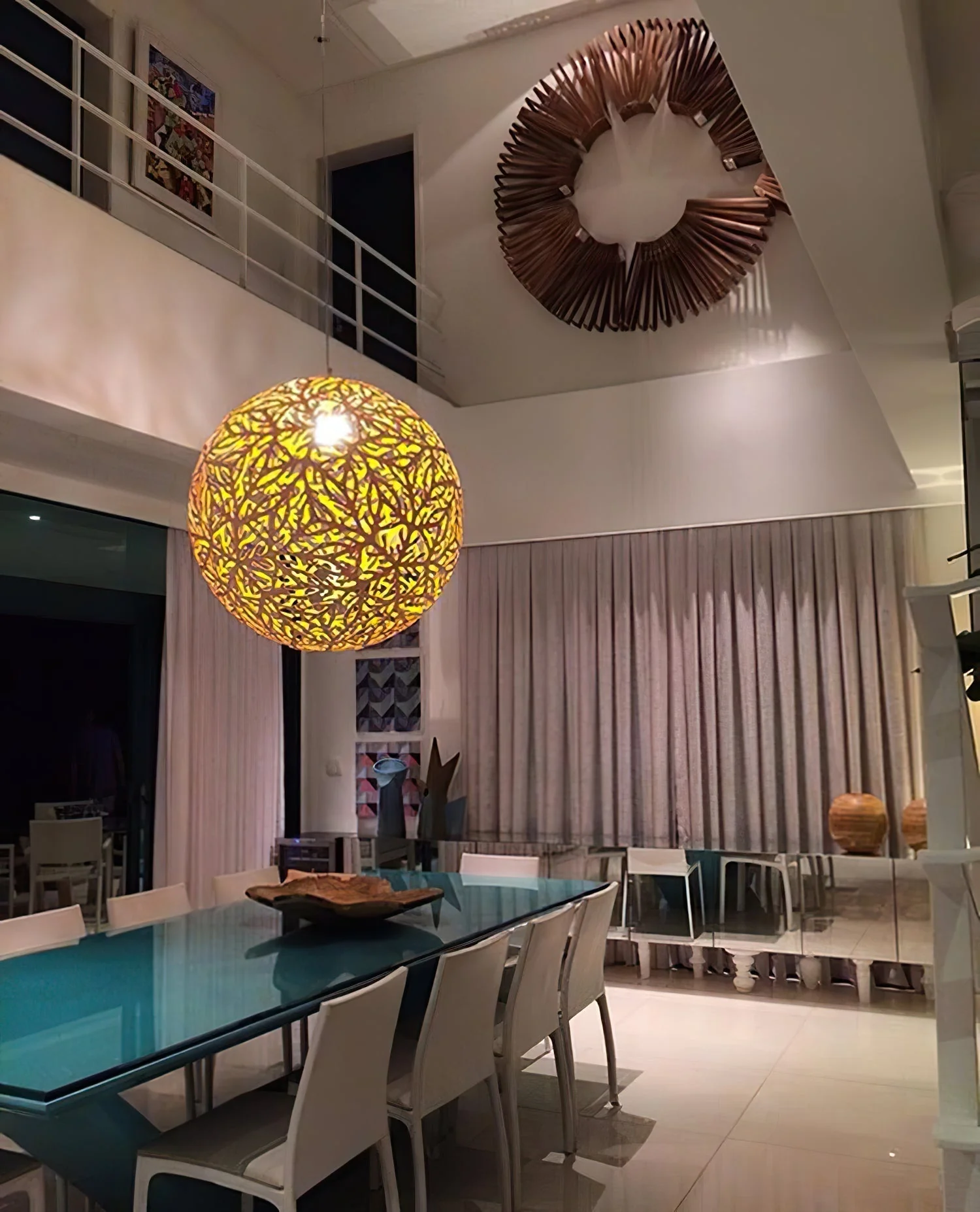 Lustra Pendant Light Geometric Wooden Woven - Image 9
